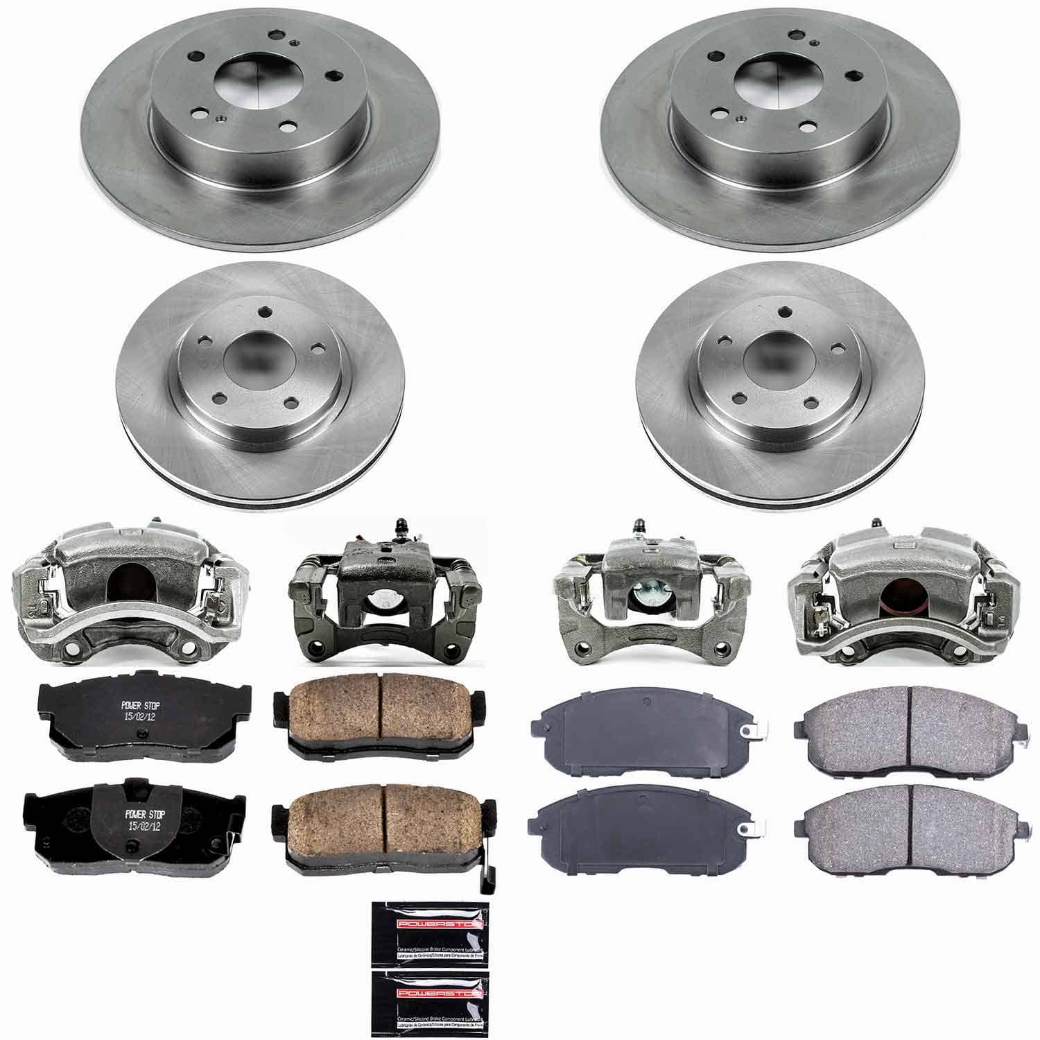 Power Stop - KCOE2281 - Front and Rear - Disc Brake Pad/Caliper and Rotor Kit