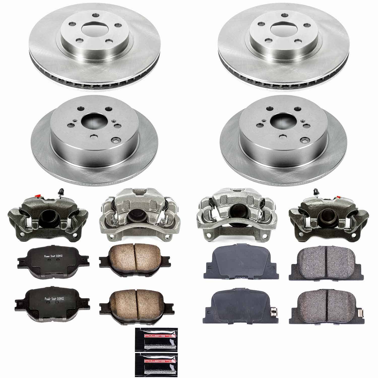 Power Stop - KCOE2315 - Front and Rear - Disc Brake Pad/Caliper and Rotor Kit