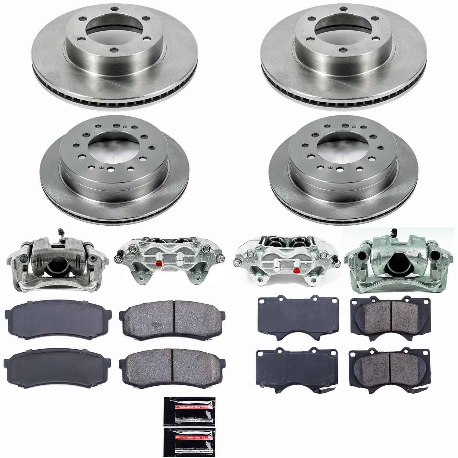 Power Stop - KCOE2325 - Front and Rear - Disc Brake Pad/Caliper and Rotor Kit