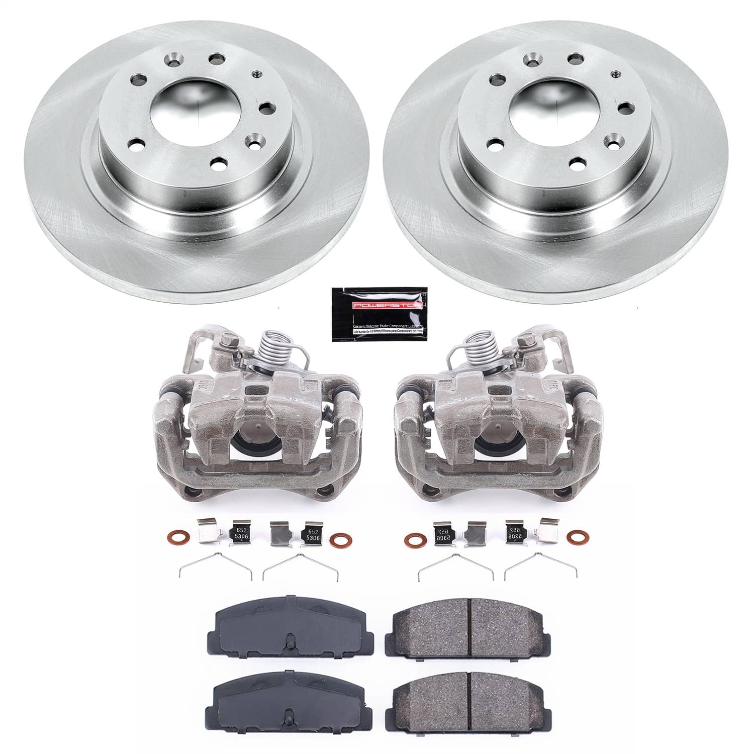 Power Stop - KCOE2452 - Rear - Disc Brake Pad/Caliper and Rotor Kit
