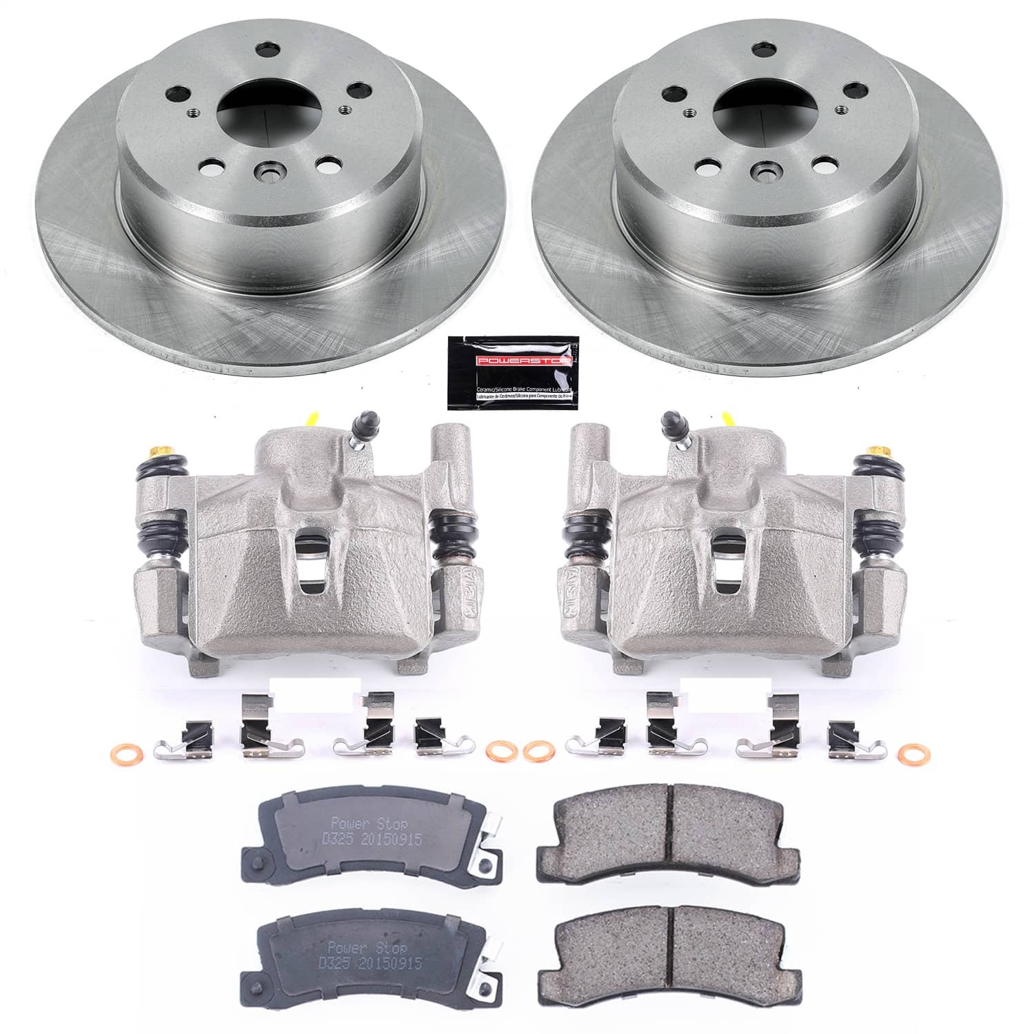 Power Stop - KCOE2564A - Rear - Disc Brake Pad/Caliper and Rotor Kit