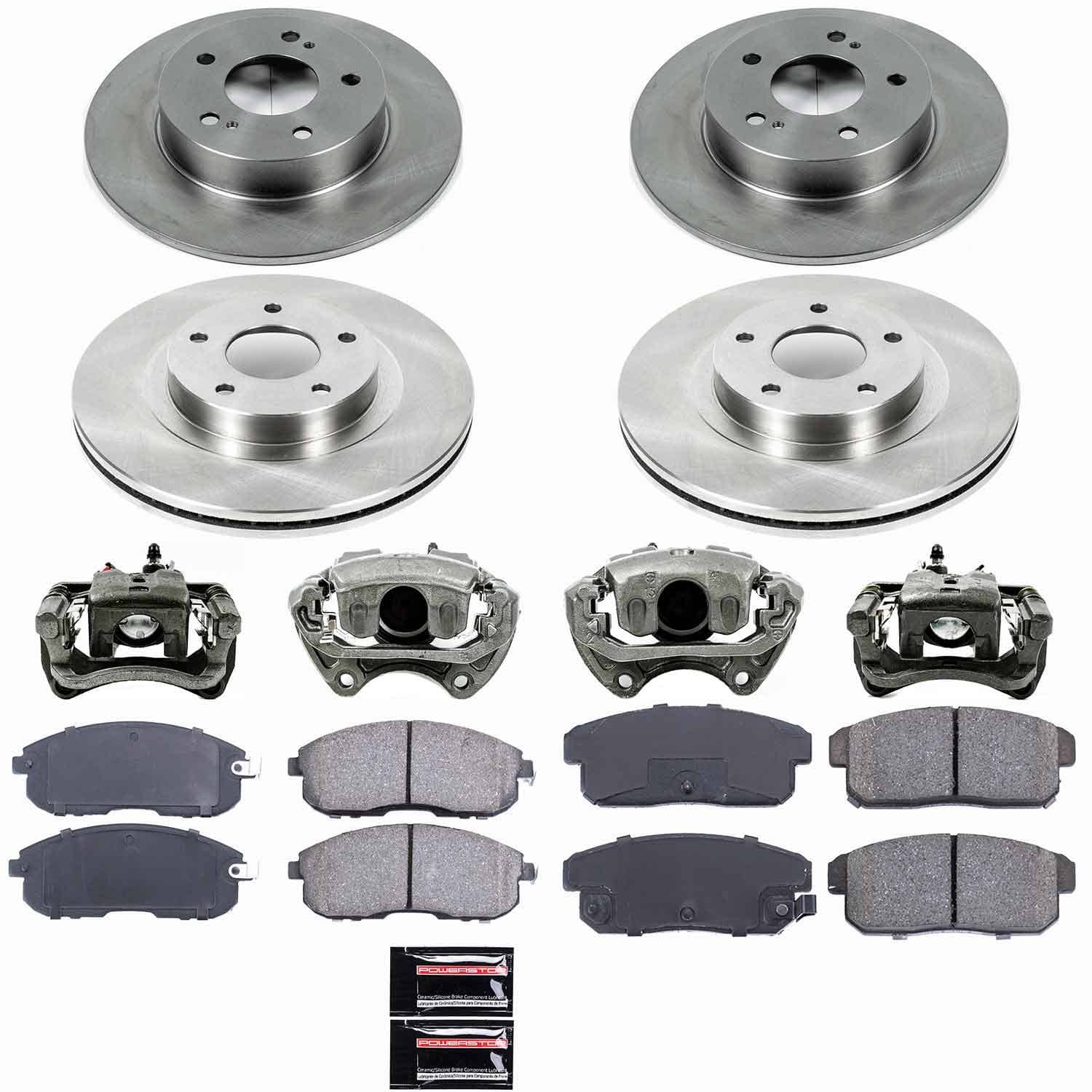Power Stop - KCOE2706 - Front and Rear - Disc Brake Pad/Caliper and Rotor Kit