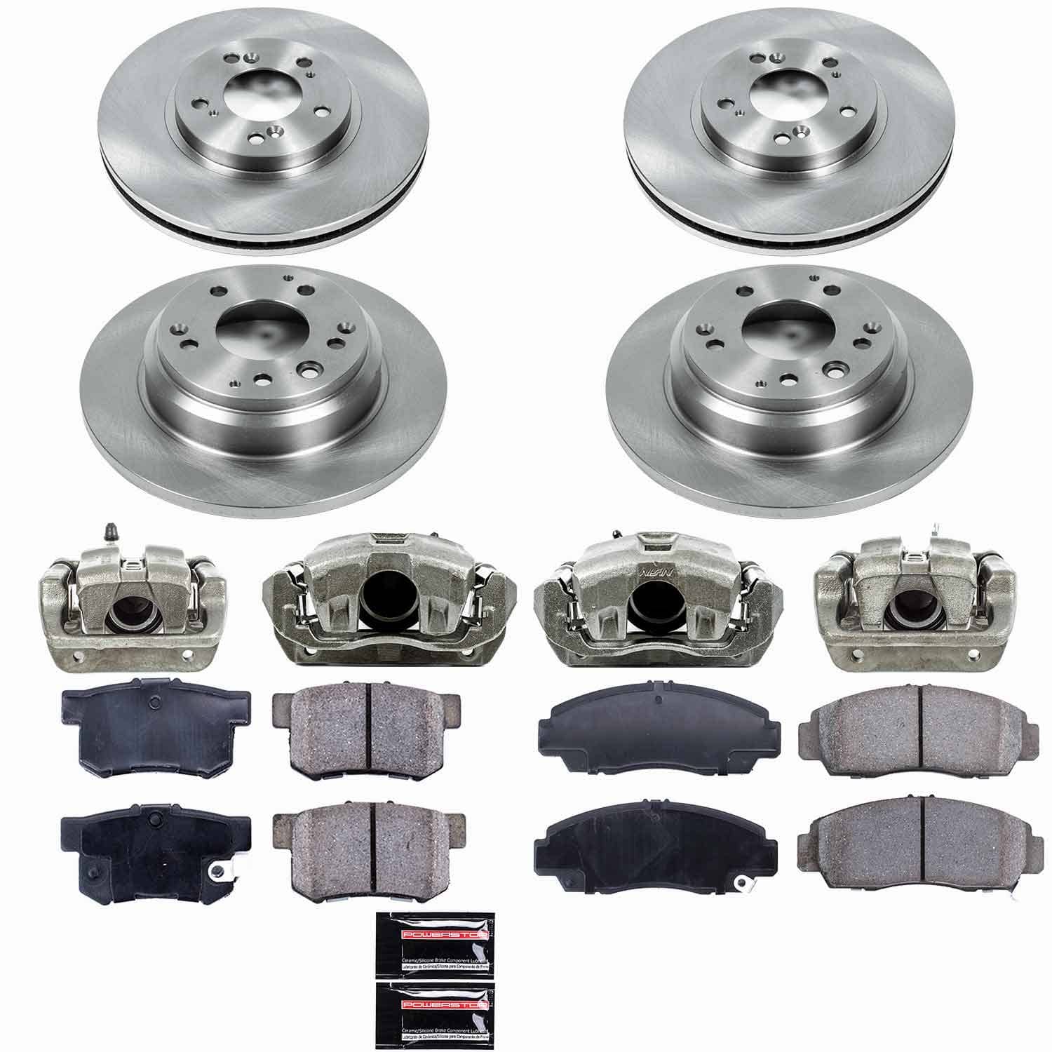 Power Stop - KCOE2715 - Front and Rear - Disc Brake Pad/Caliper and Rotor Kit