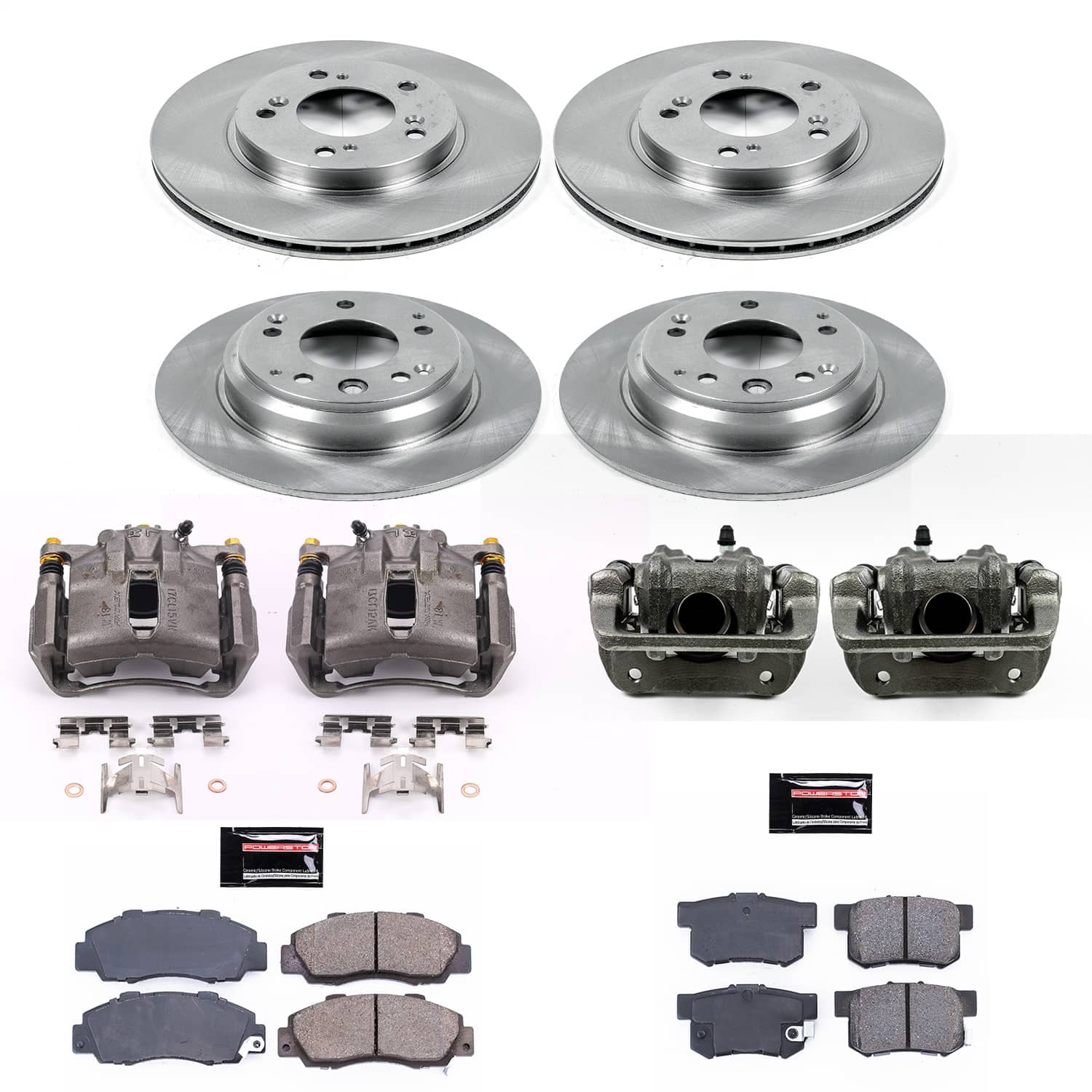 Power Stop - KCOE2717 - Front and Rear - Disc Brake Pad/Caliper and Rotor Kit