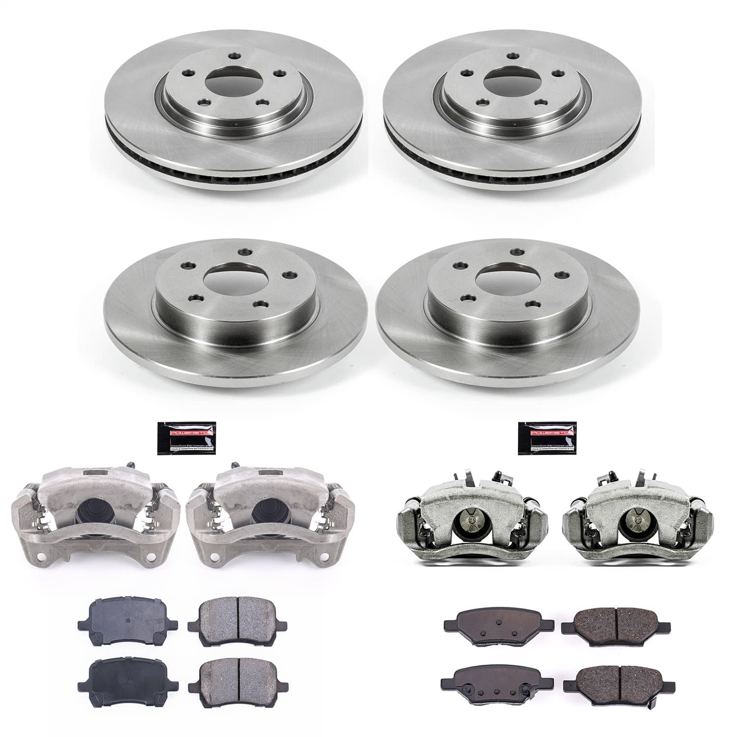 Power Stop - KCOE2731B - Front and Rear - Disc Brake Pad/Caliper and Rotor Kit