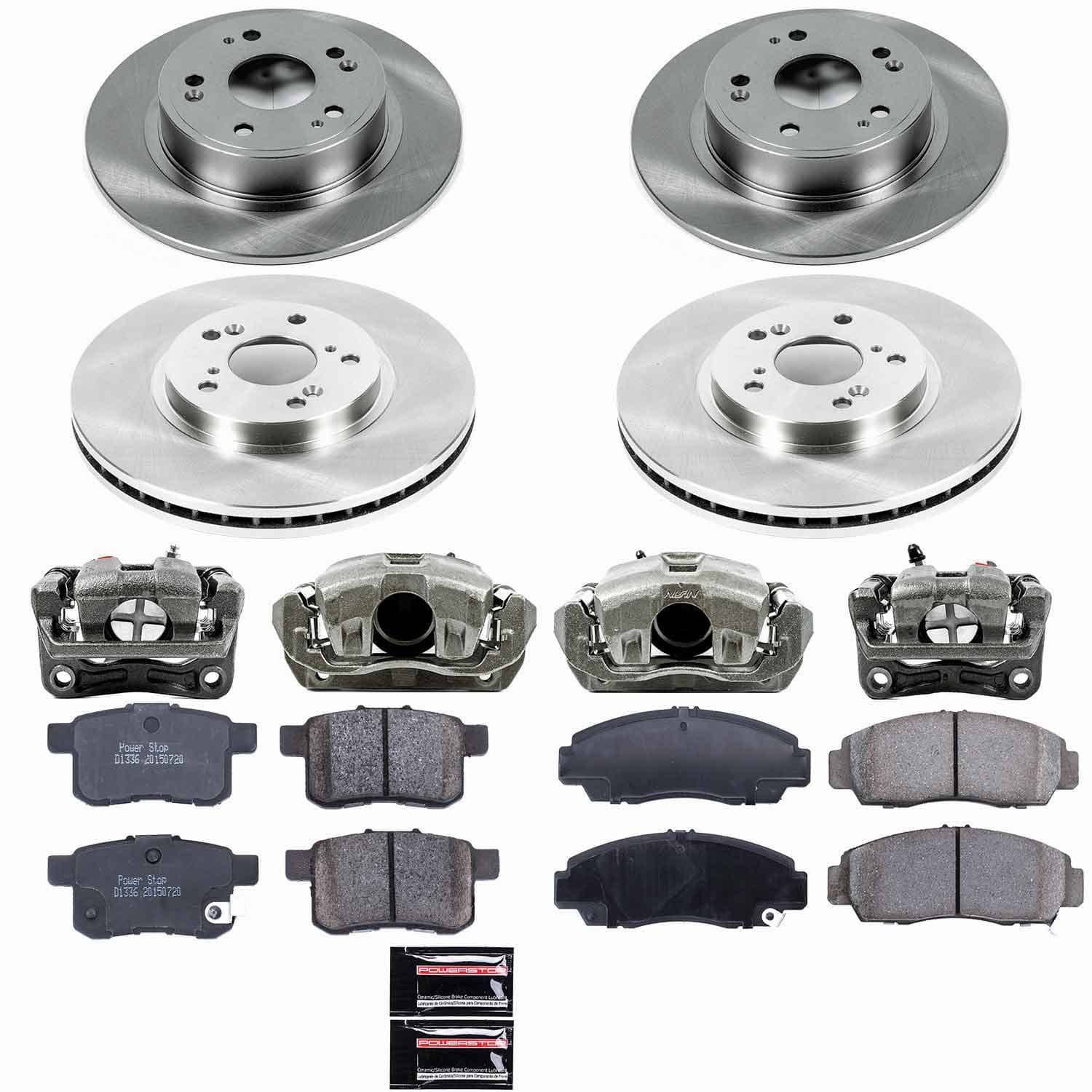 Power Stop - KCOE2742 - Front and Rear - Disc Brake Pad/Caliper and Rotor Kit