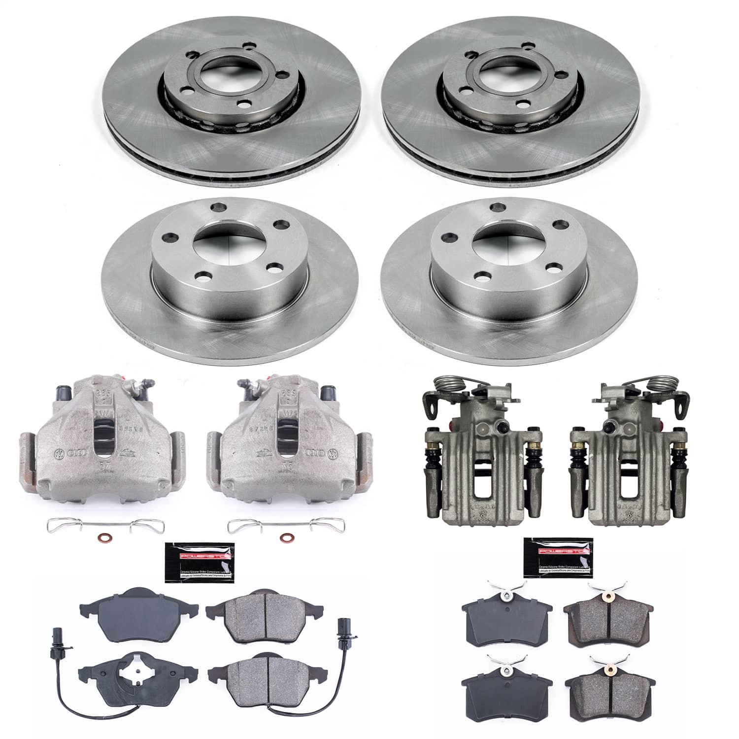 Power Stop - KCOE2800 - Front and Rear - Disc Brake Pad/Caliper and Rotor Kit