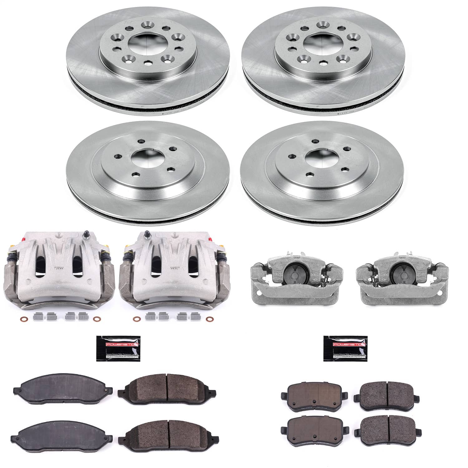 Power Stop - KCOE2828 - Front and Rear - Disc Brake Pad/Caliper and Rotor Kit
