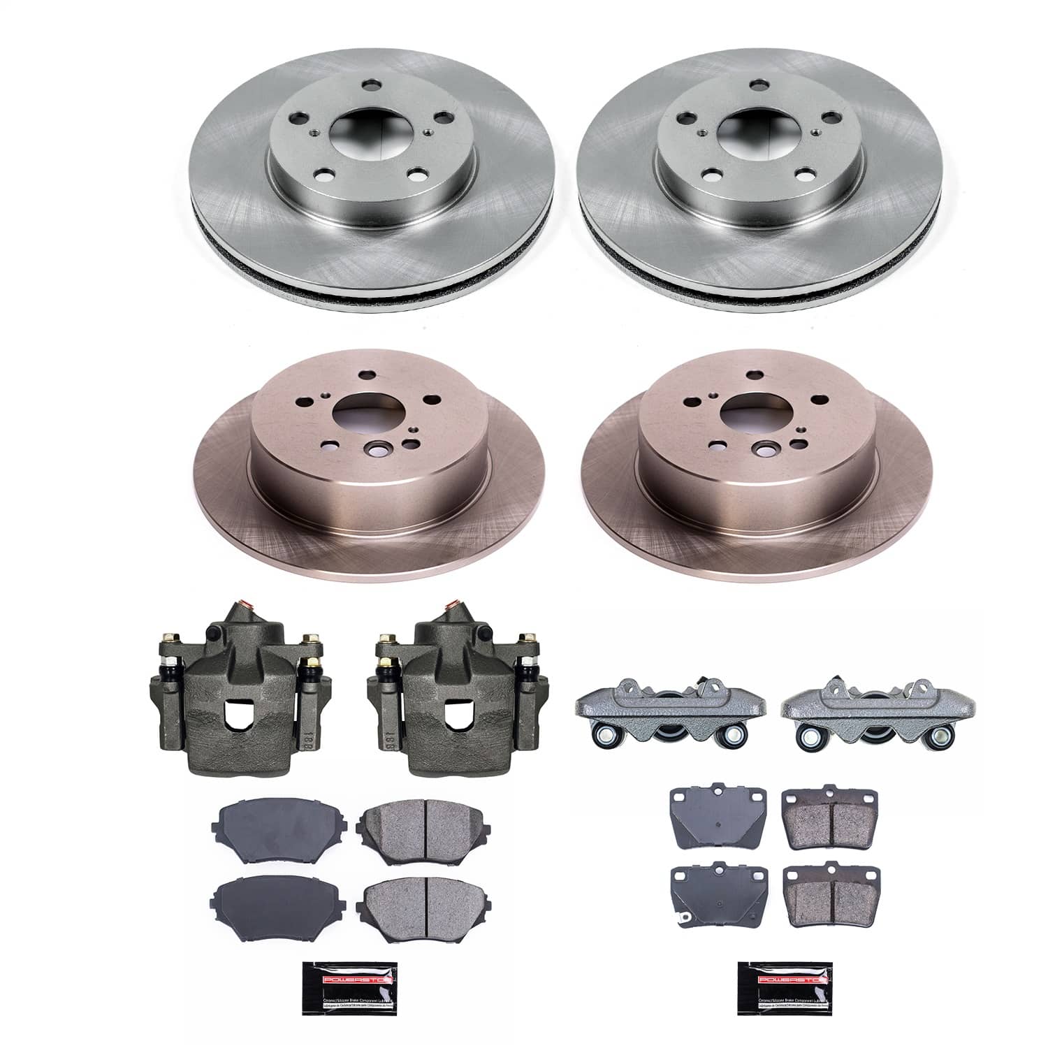 Power Stop - KCOE2842 - Front and Rear - Disc Brake Pad/Caliper and Rotor Kit