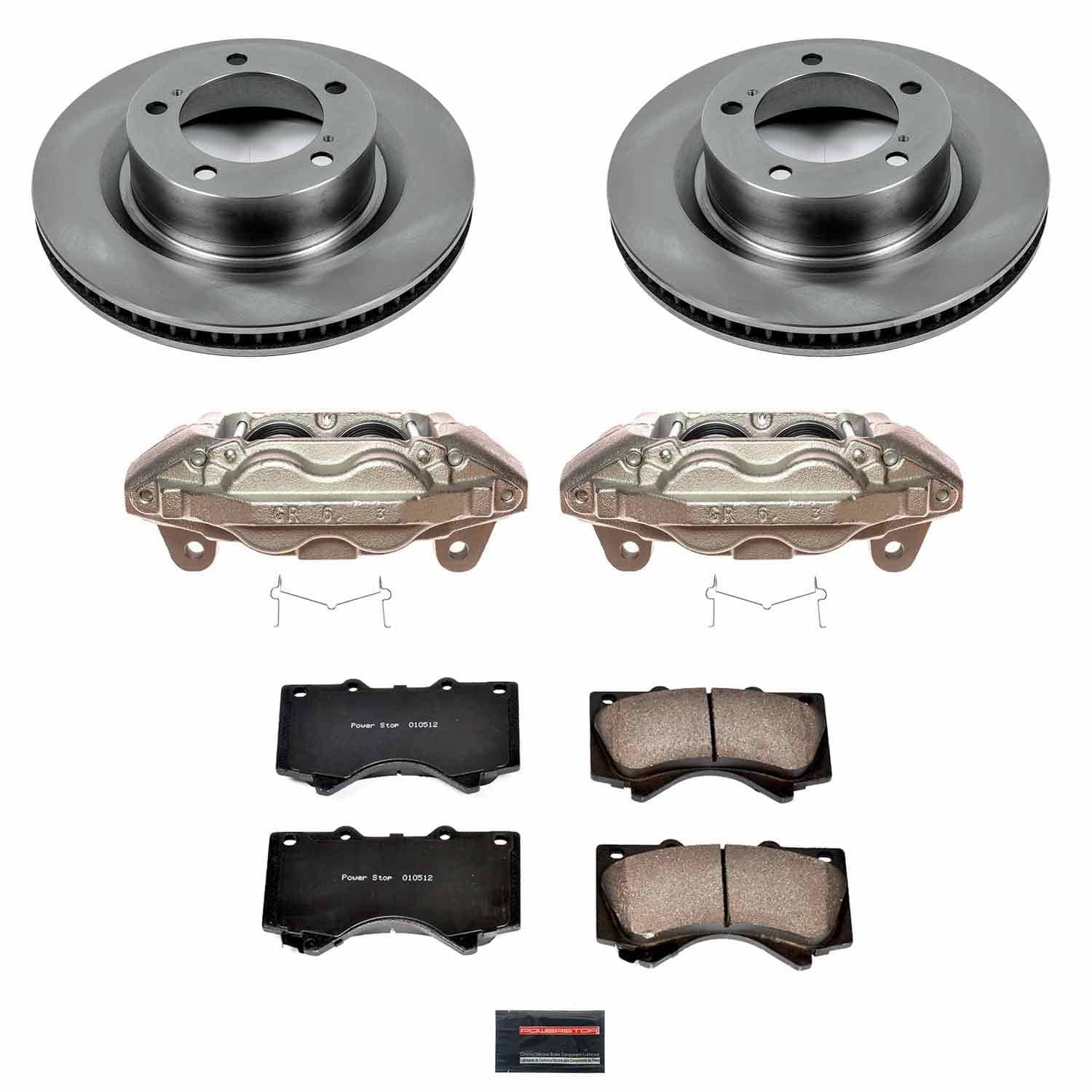 Power Stop - KCOE2952B - Front - Disc Brake Pad/Caliper and Rotor Kit