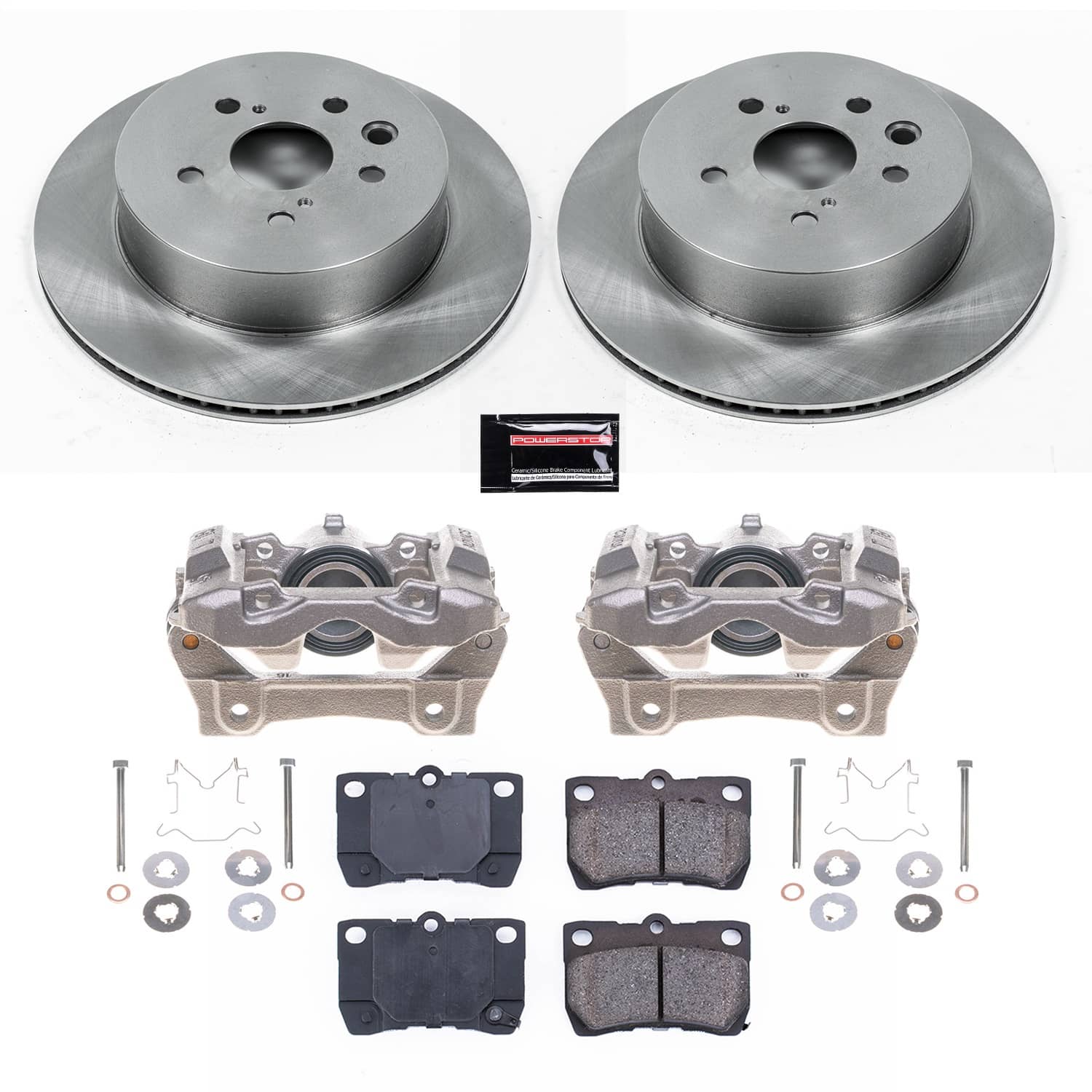 Power Stop - KCOE2977 - Rear - Disc Brake Pad/Caliper and Rotor Kit