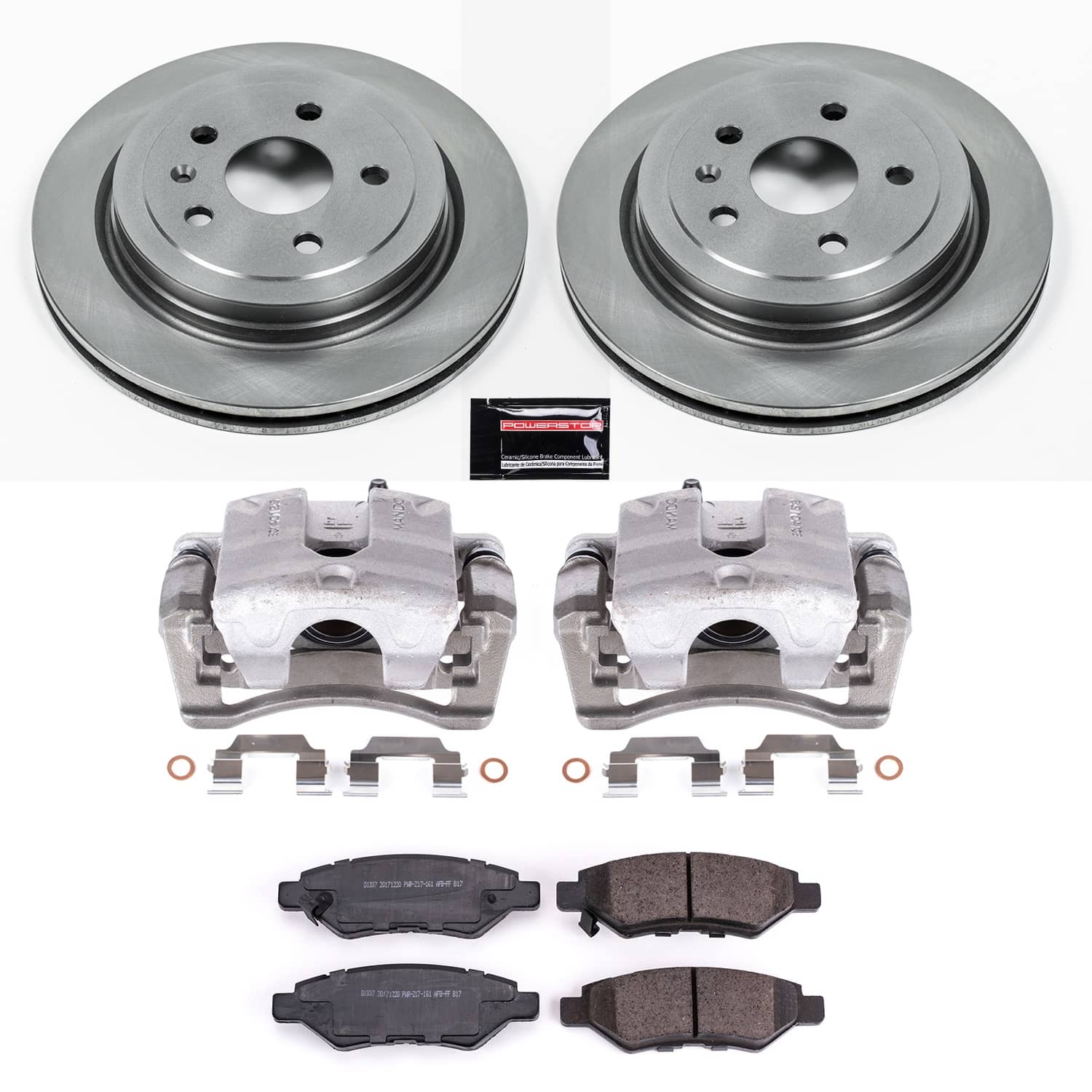 Power Stop - KCOE3072B - Rear - Disc Brake Pad/Caliper and Rotor Kit