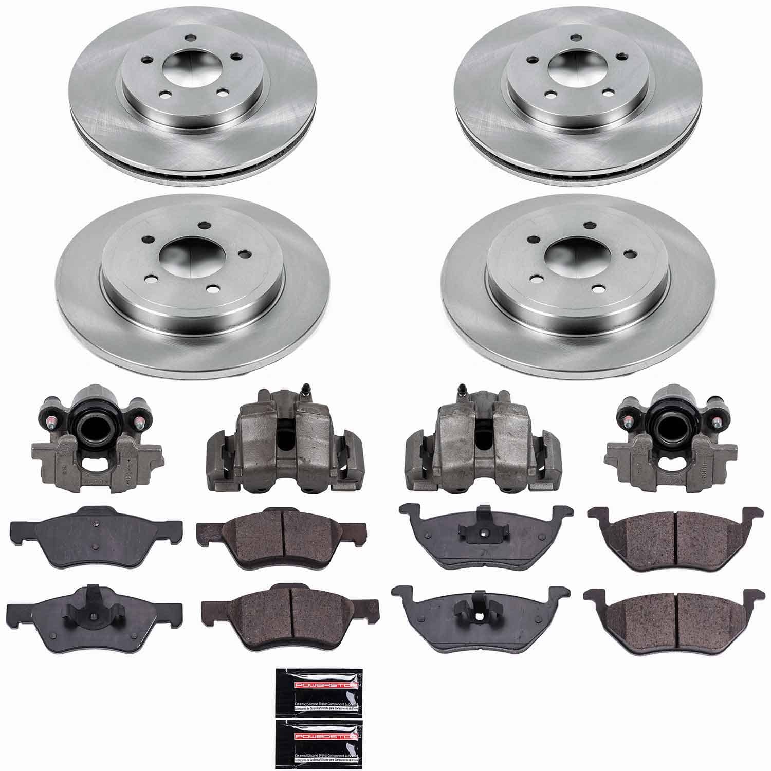 Power Stop - KCOE4024 - Front and Rear - Disc Brake Pad/Caliper and Rotor Kit