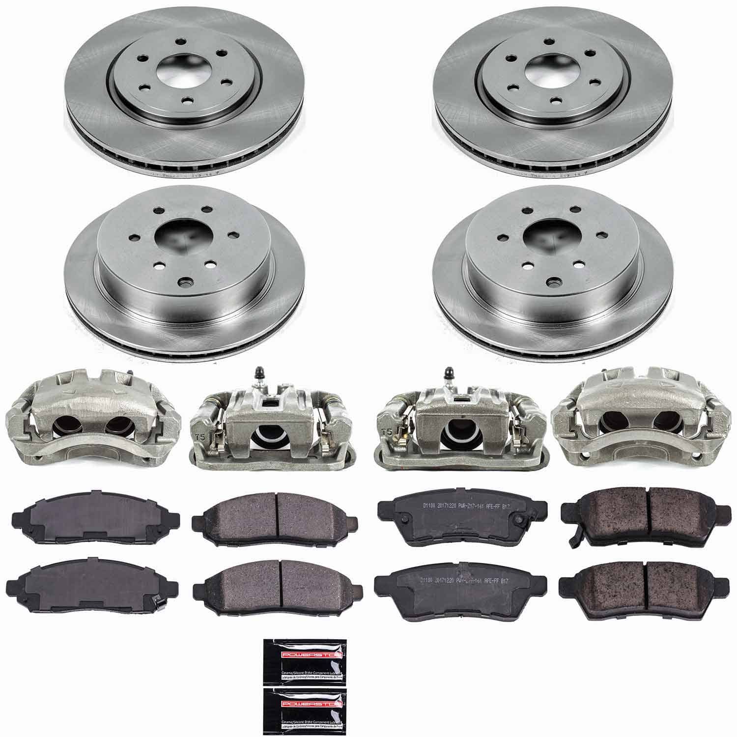 Power Stop - KCOE4062 - Front and Rear - Disc Brake Pad/Caliper and Rotor Kit