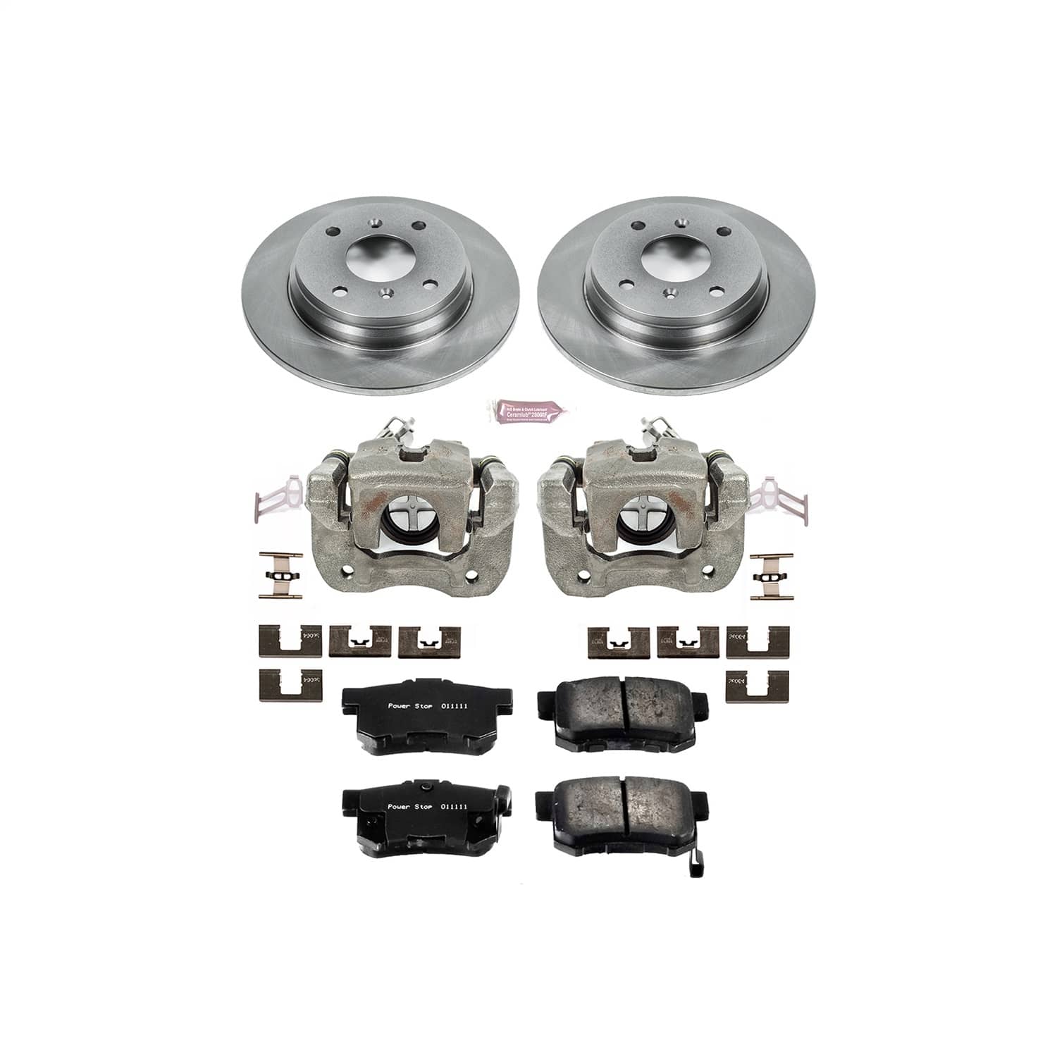 Power Stop - KCOE407 - Rear - Disc Brake Pad/Caliper and Rotor Kit