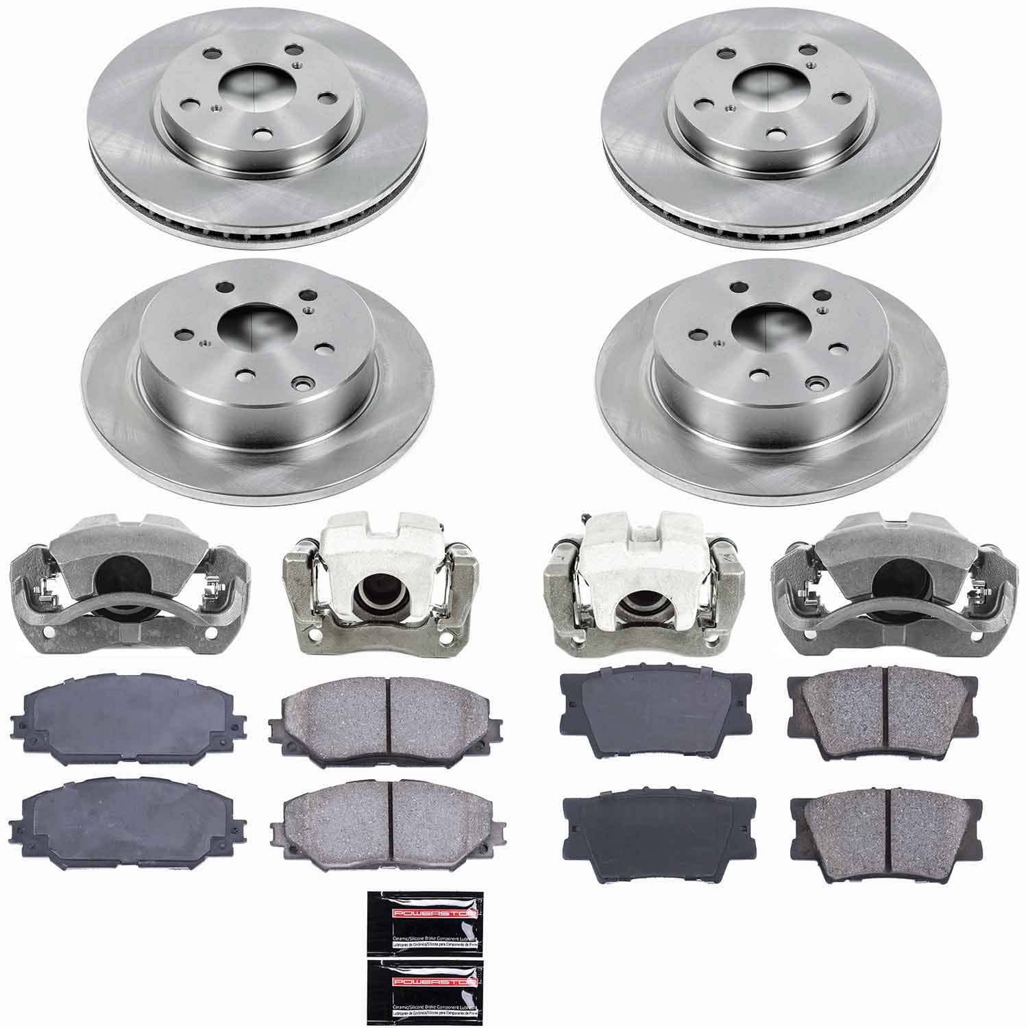Power Stop - KCOE4100A - Front and Rear - Disc Brake Pad/Caliper and Rotor Kit