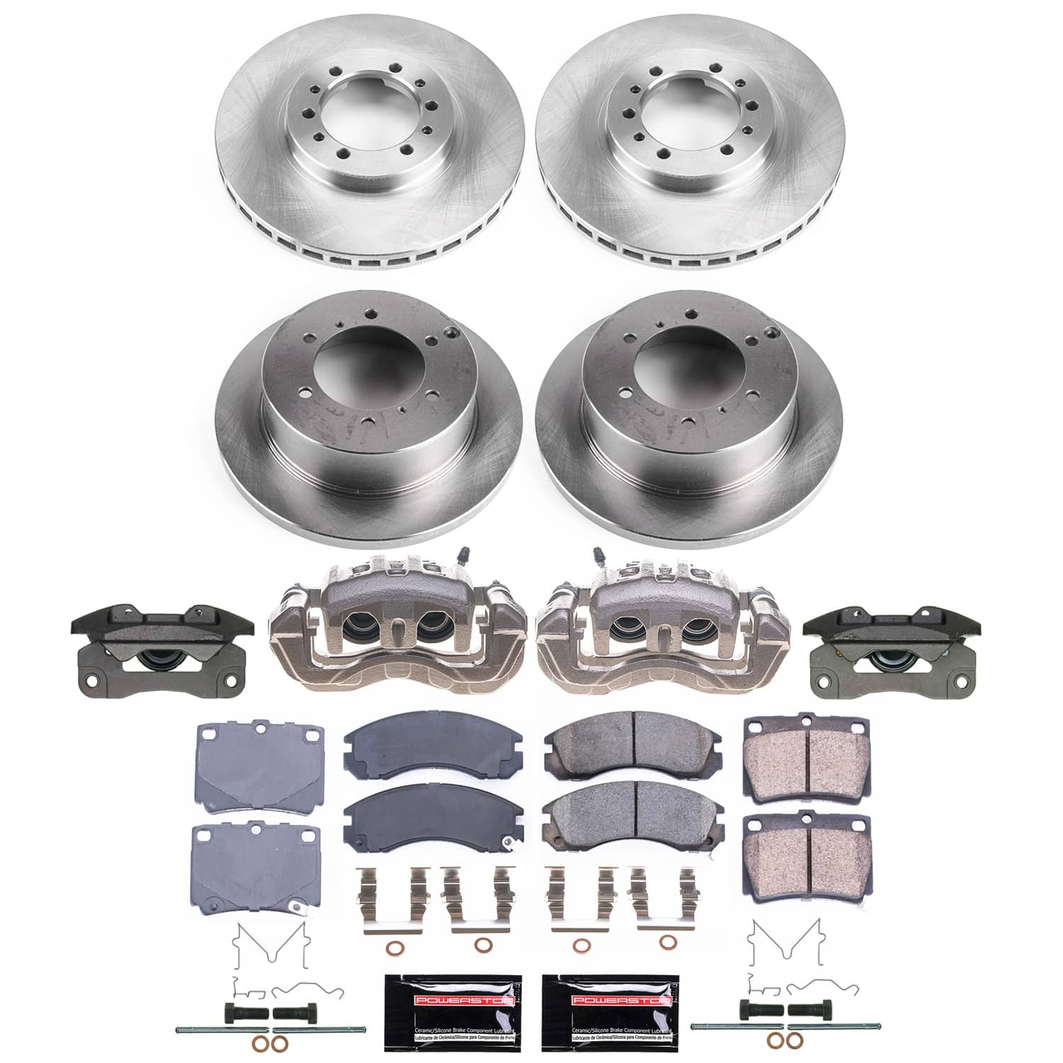 Power Stop - KCOE4402 - Front and Rear - Disc Brake Pad/Caliper and Rotor Kit
