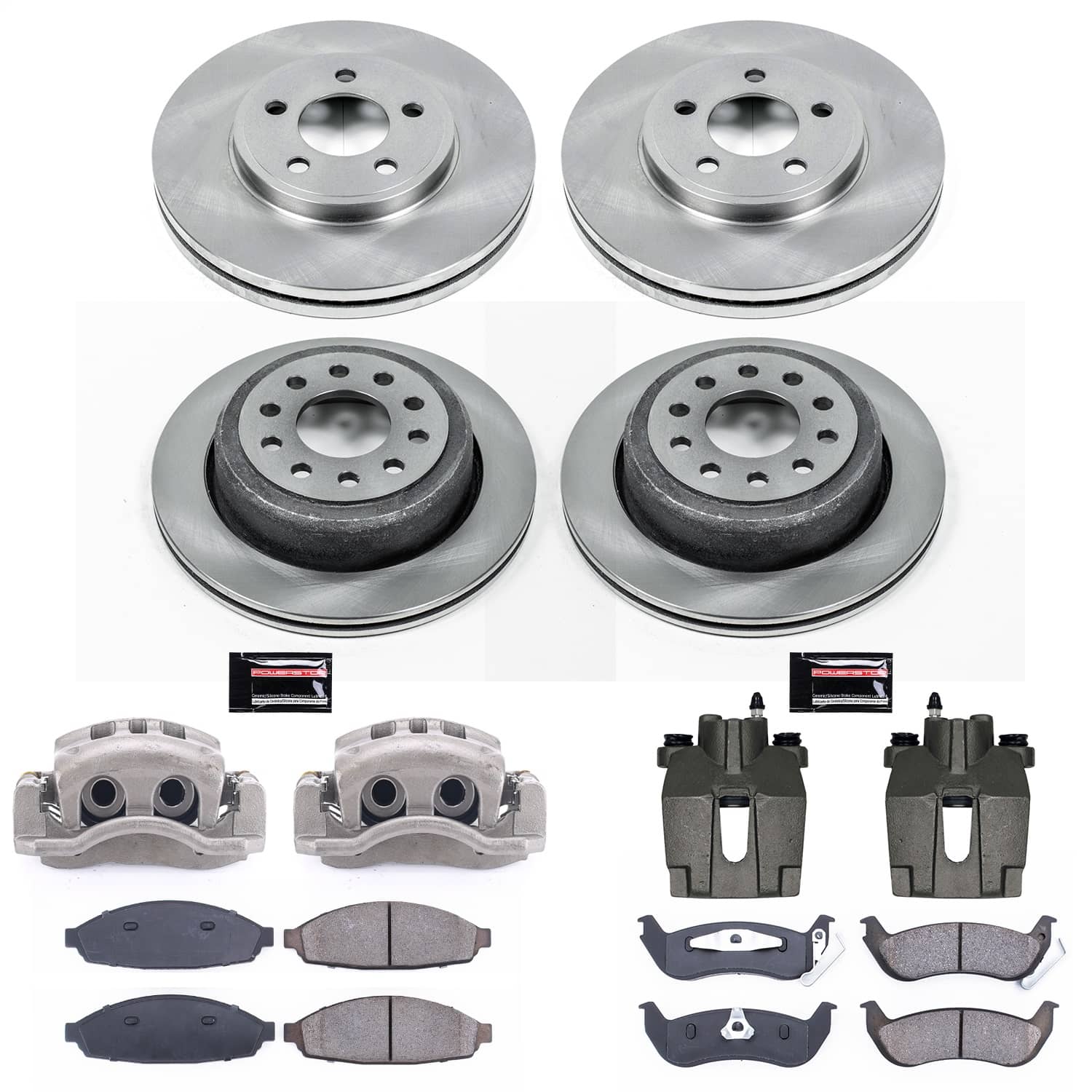 Power Stop - KCOE4486 - Front and Rear - Disc Brake Pad/Caliper and Rotor Kit