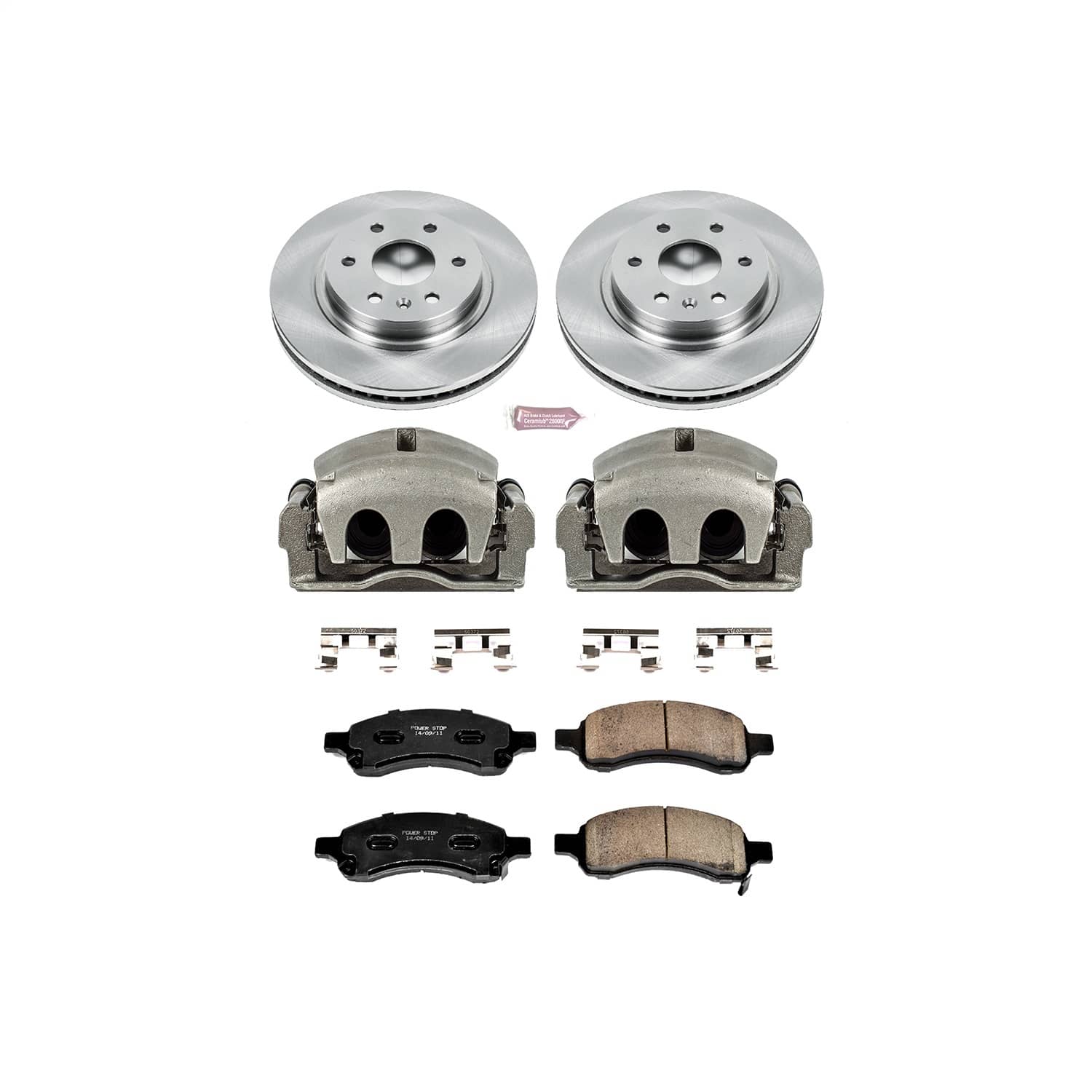 Power Stop - KCOE4657 - Front - Disc Brake Pad/Caliper and Rotor Kit