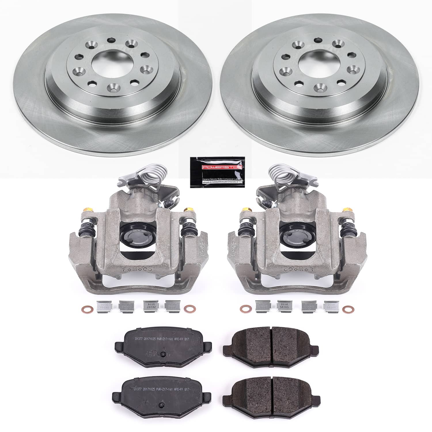 Power Stop - KCOE4744A - Rear - Disc Brake Pad/Caliper and Rotor Kit