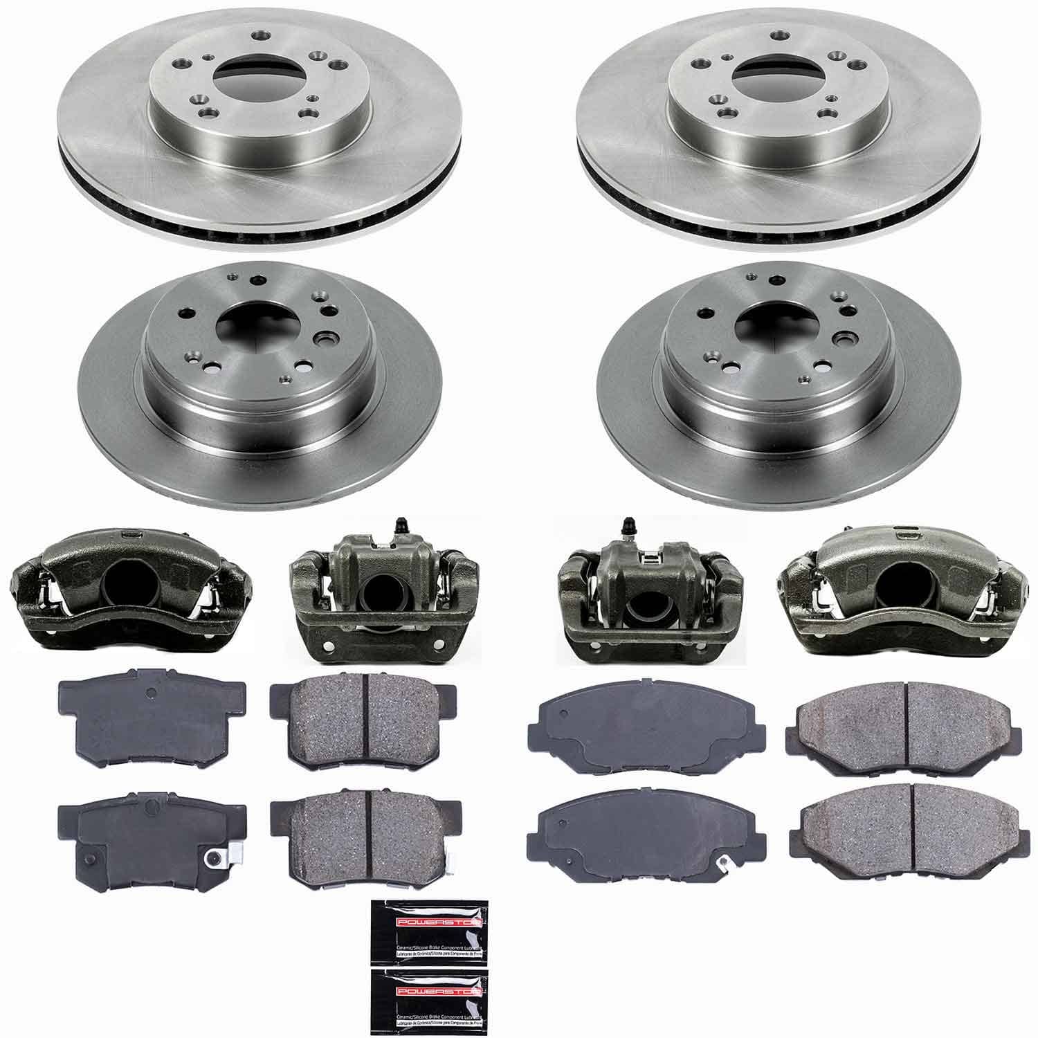 Power Stop - KCOE5389 - Front and Rear - Disc Brake Pad/Caliper and Rotor Kit