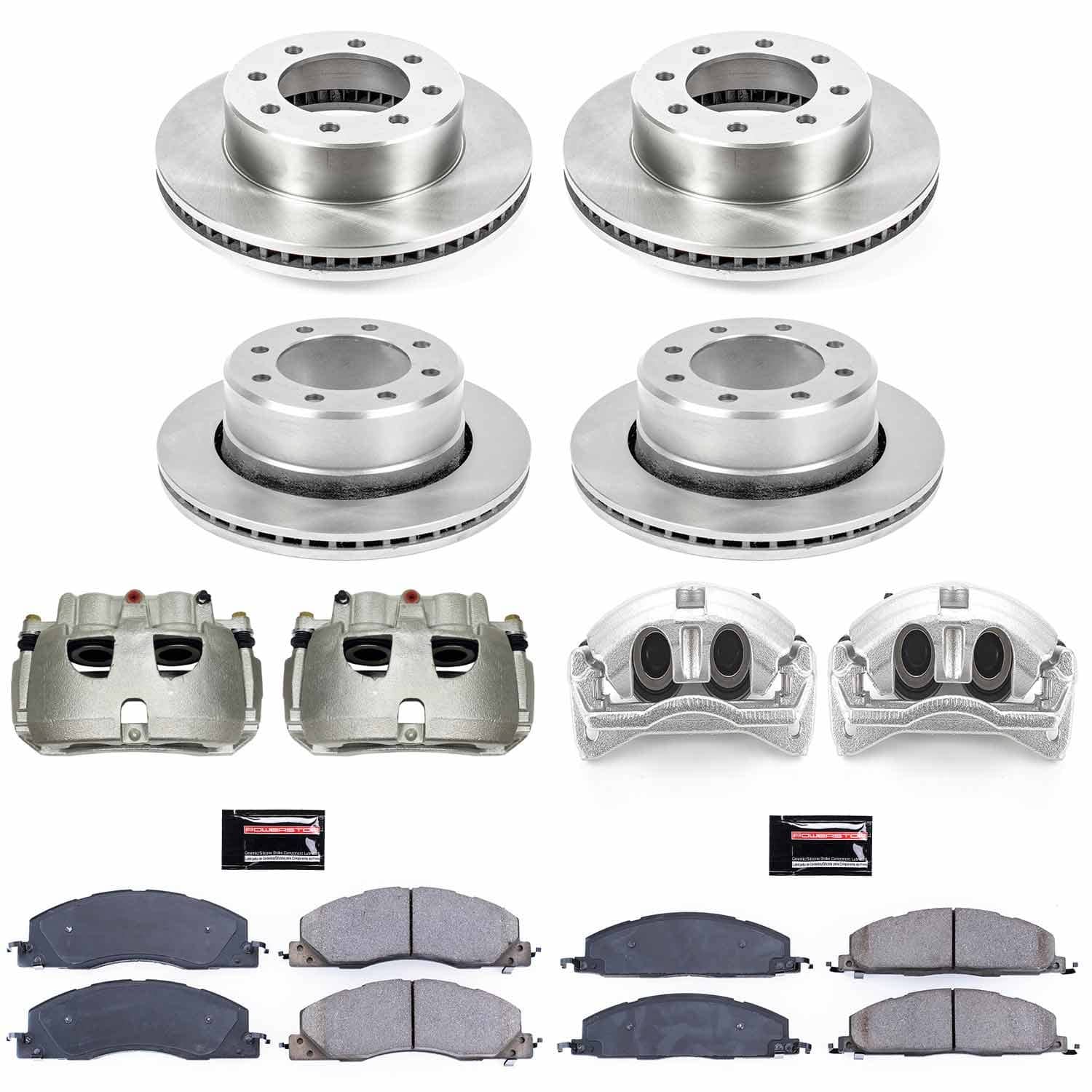 Power Stop - KCOE5458A - Front and Rear - Disc Brake Pad/Caliper and Rotor Kit