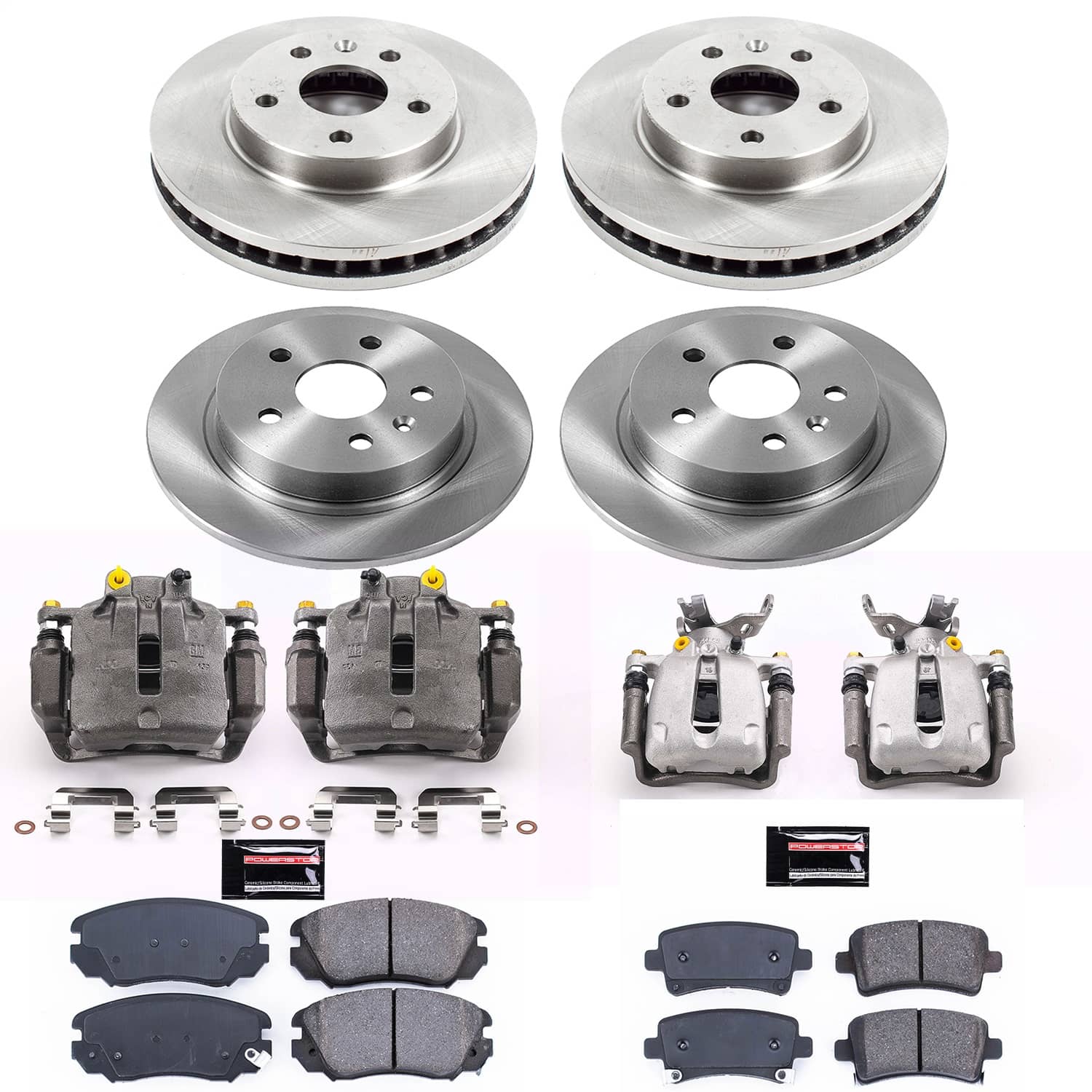 Power Stop - KCOE5523A - Front and Rear - Disc Brake Pad/Caliper and Rotor Kit