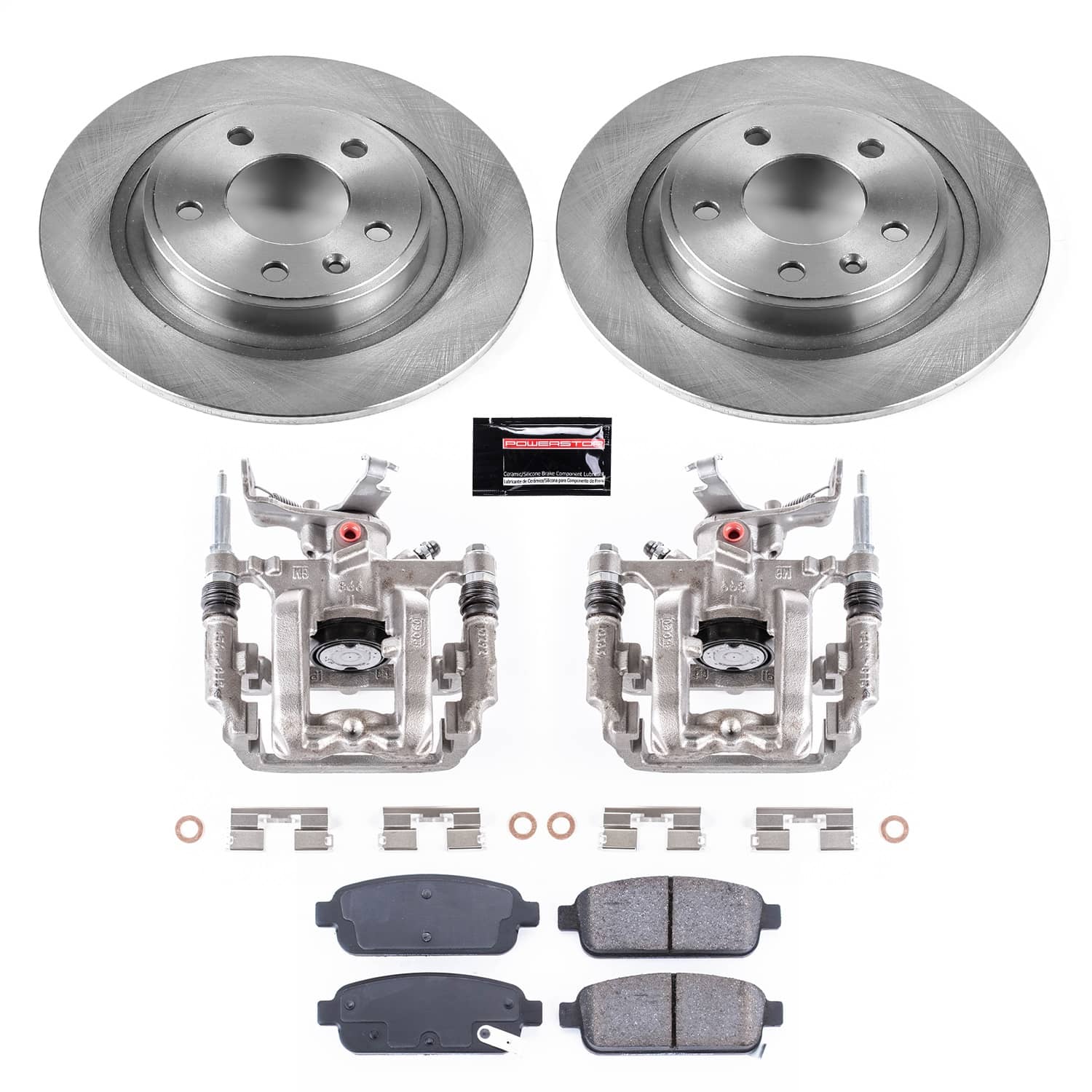 Power Stop - KCOE5552A - Rear - Disc Brake Pad/Caliper and Rotor Kit