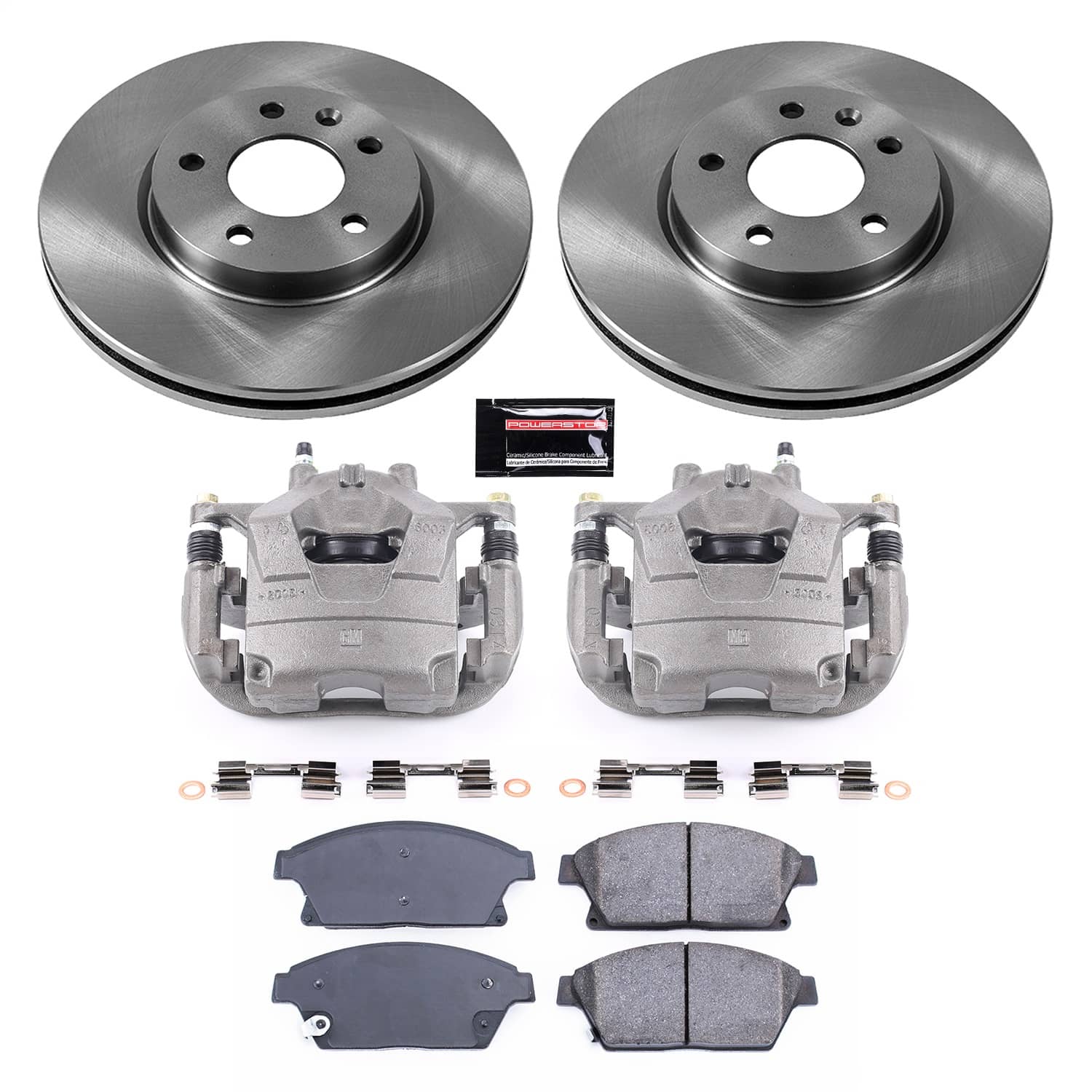 Power Stop - KCOE5554 - Front - Disc Brake Pad/Caliper and Rotor Kit