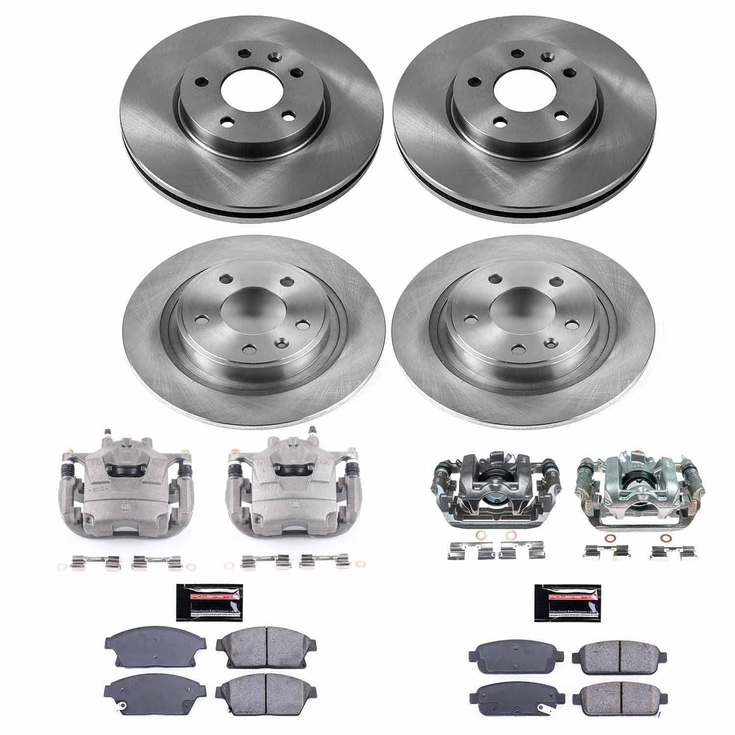 Power Stop - KCOE5555A - Front and Rear - Disc Brake Pad/Caliper and Rotor Kit