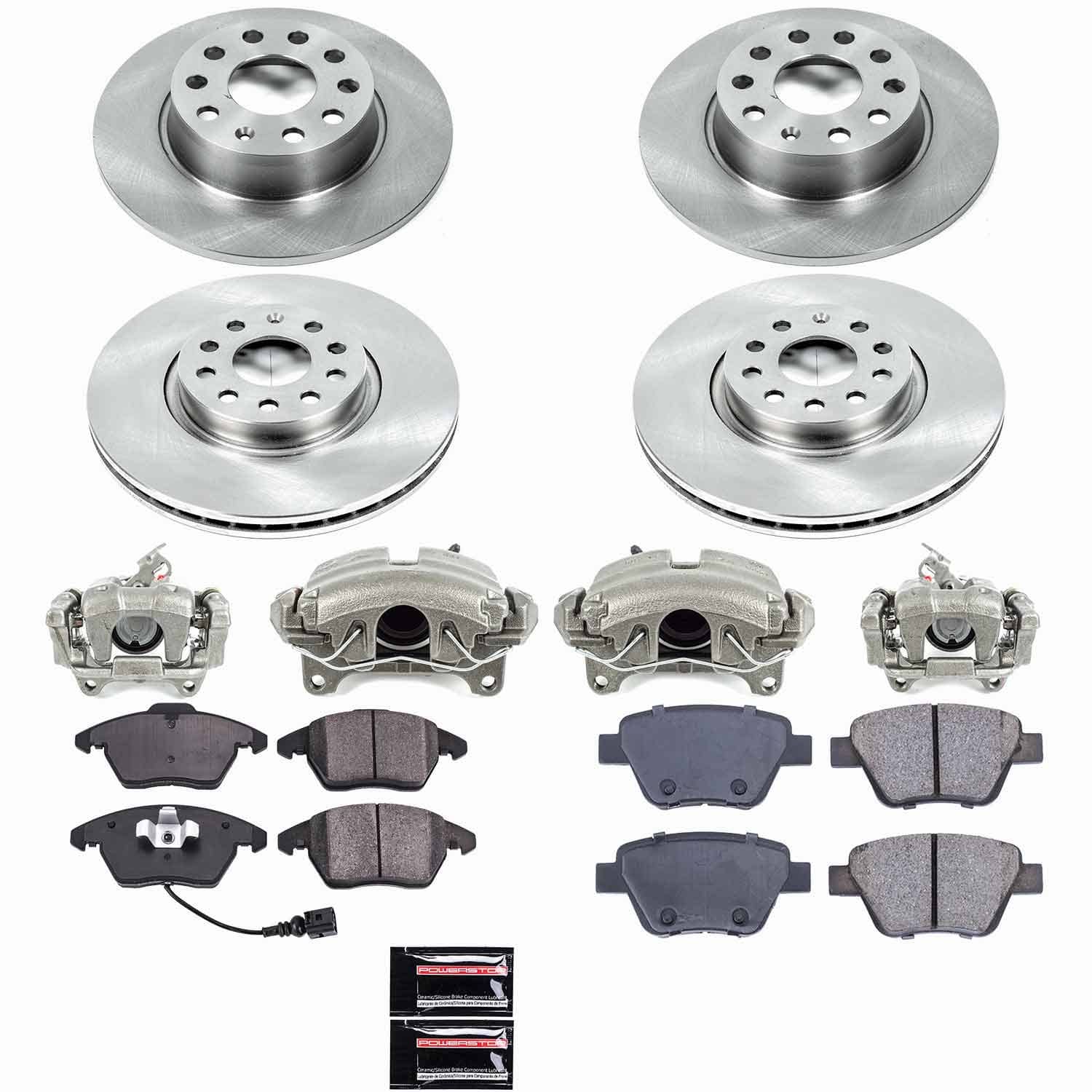 Power Stop - KCOE5801 - Front and Rear - Disc Brake Pad/Caliper and Rotor Kit