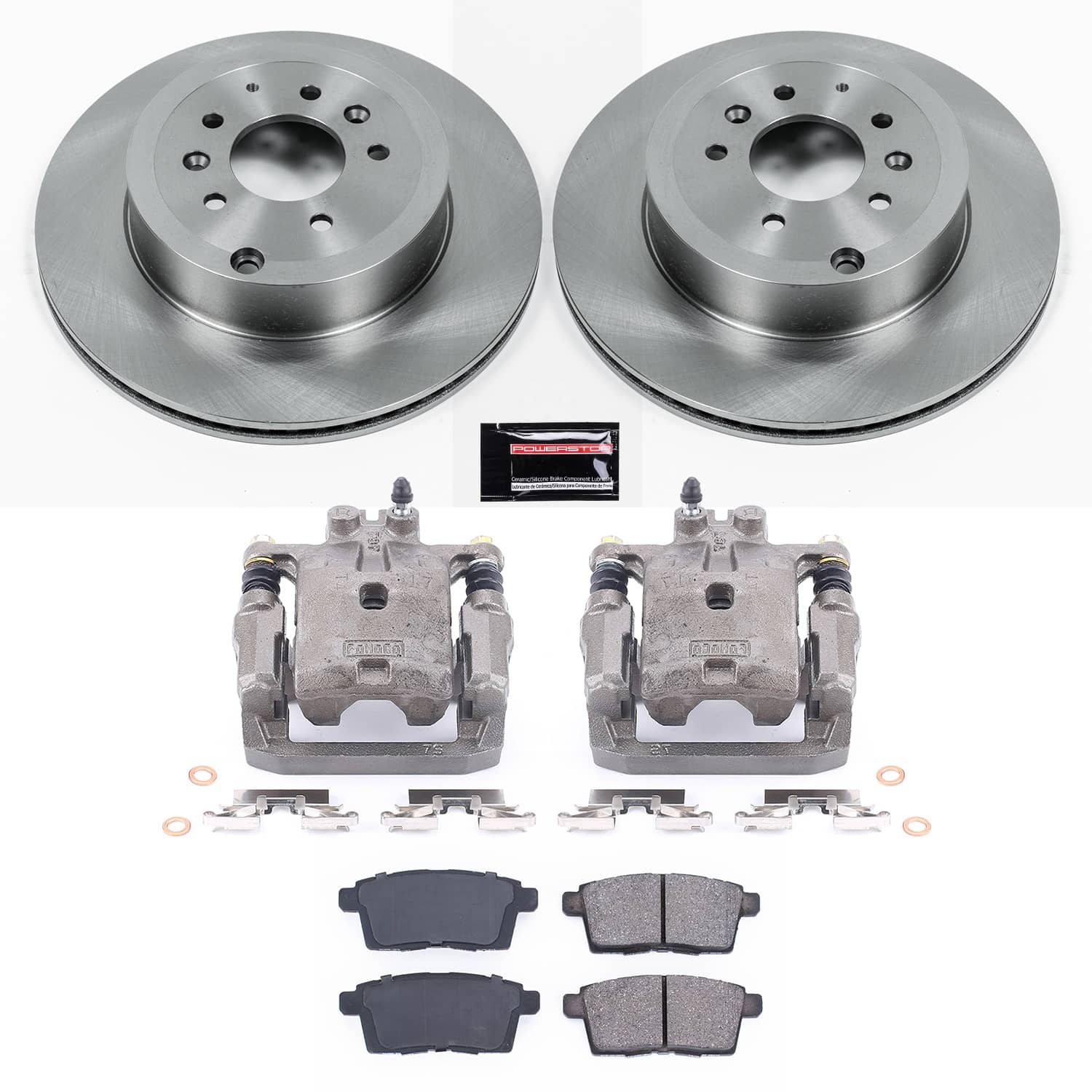 Power Stop - KCOE5877A - Rear - Disc Brake Pad/Caliper and Rotor Kit