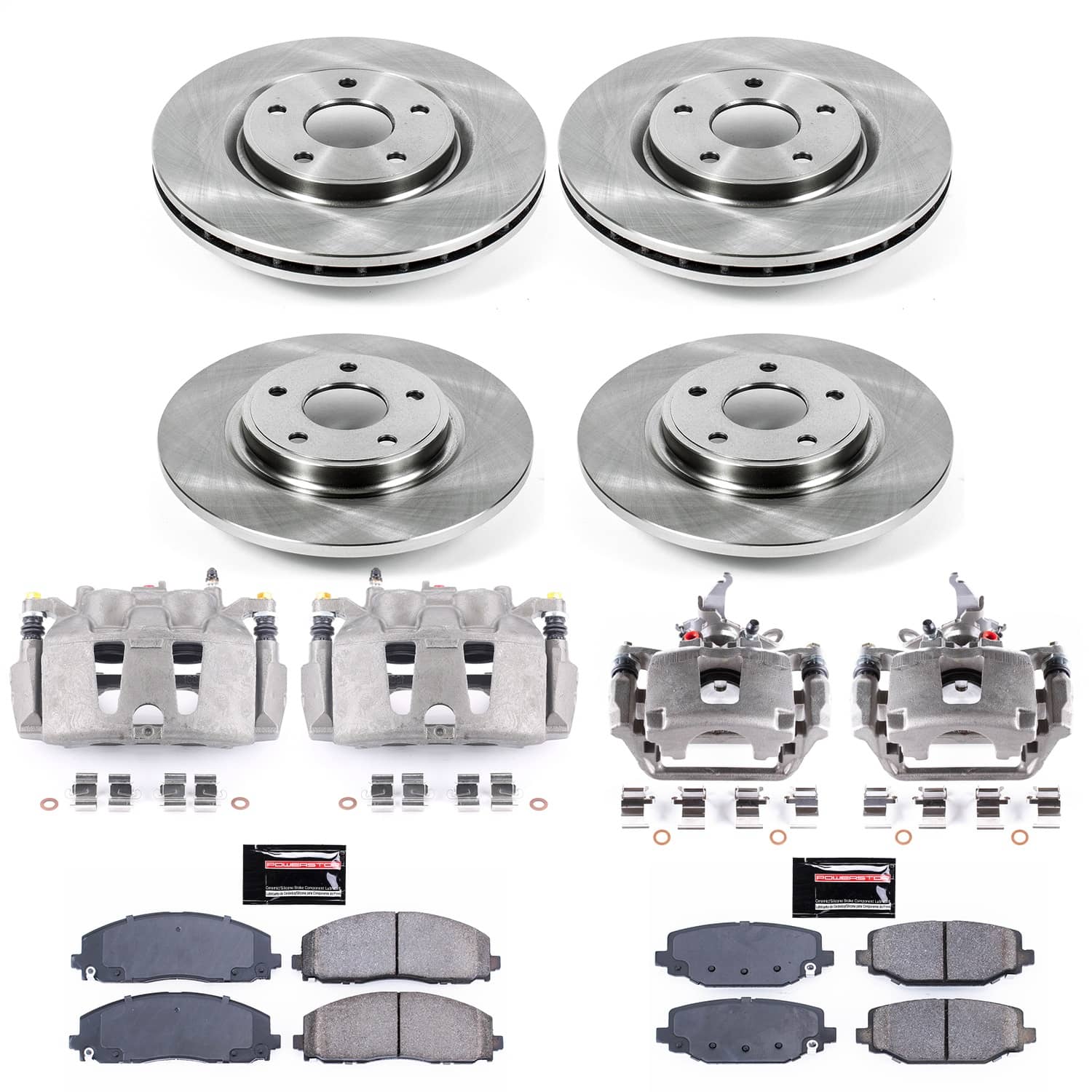 Power Stop - KCOE5960B - Front and Rear - Disc Brake Pad/Caliper and Rotor Kit