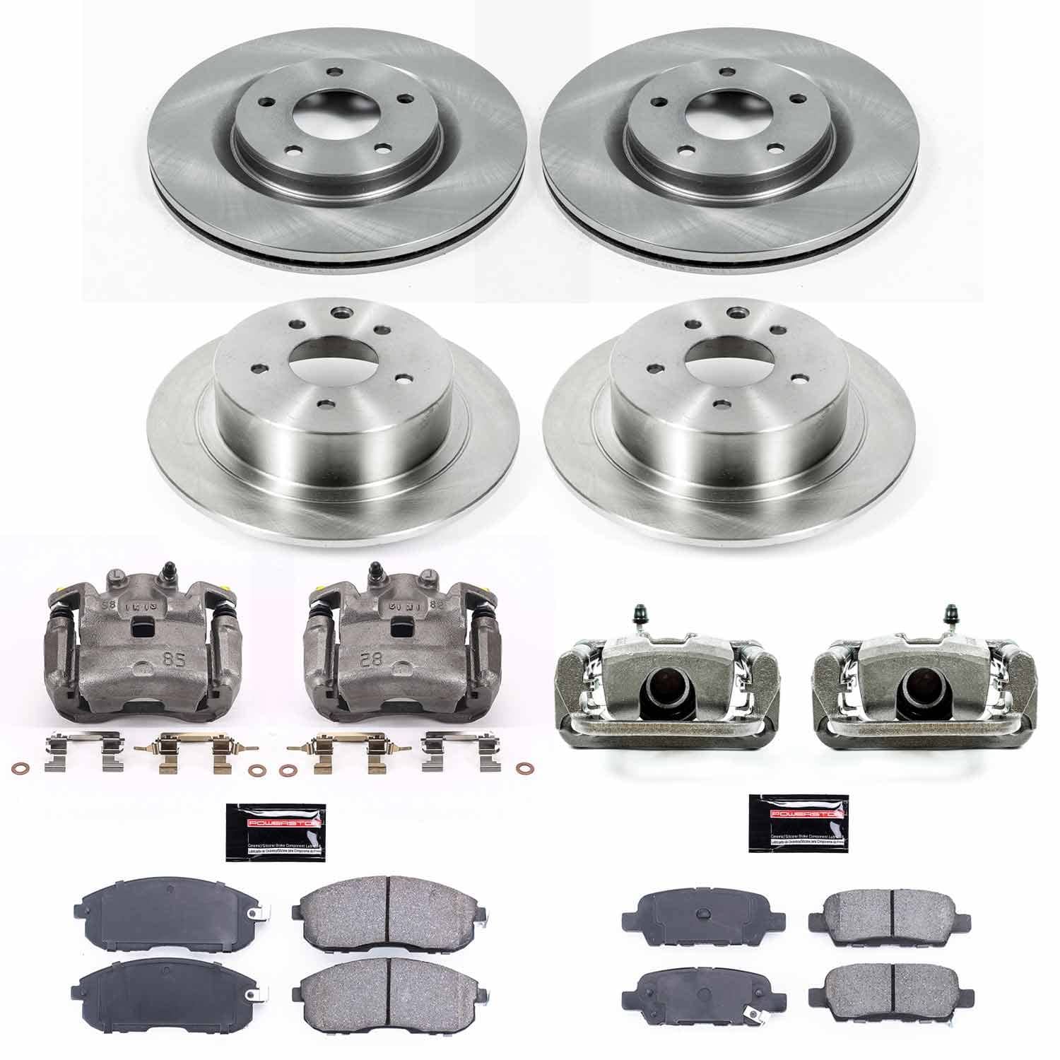 Power Stop - KCOE6095 - Front and Rear - Disc Brake Pad/Caliper and Rotor Kit