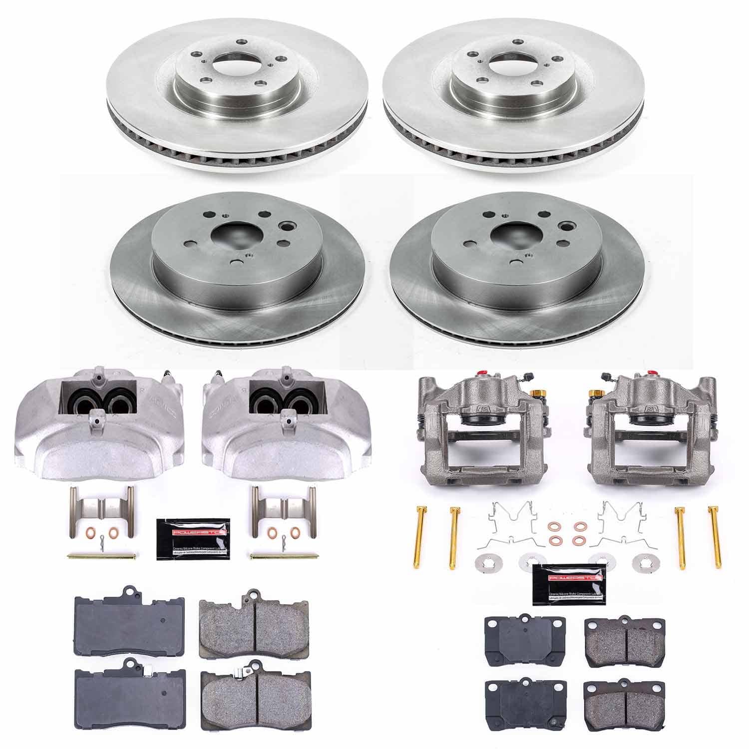 Power Stop - KCOE6354 - Front and Rear - Disc Brake Pad/Caliper and Rotor Kit