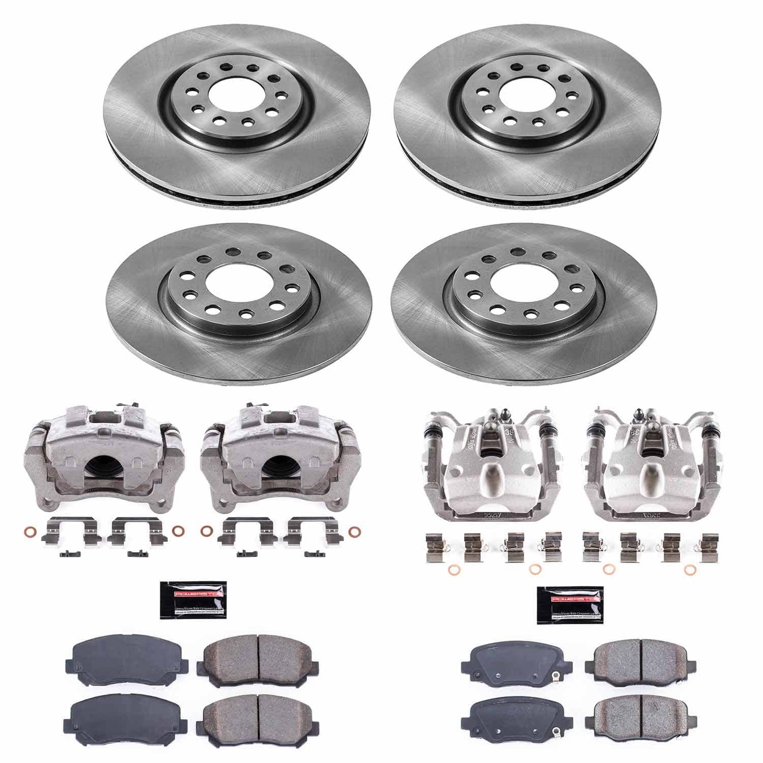 Power Stop - KCOE6539 - Front and Rear - Disc Brake Pad/Caliper and Rotor Kit