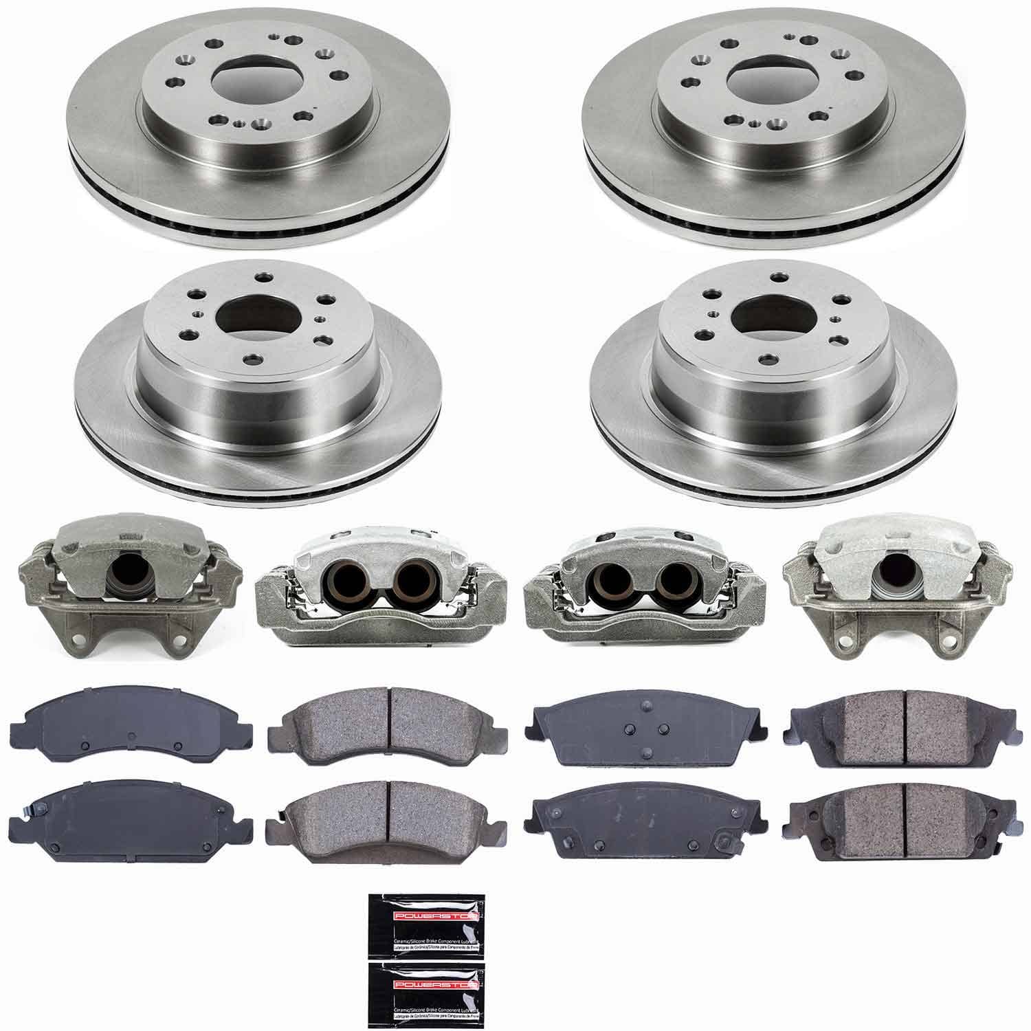 Power Stop - KCOE6560 - Front and Rear - Disc Brake Pad/Caliper and Rotor Kit