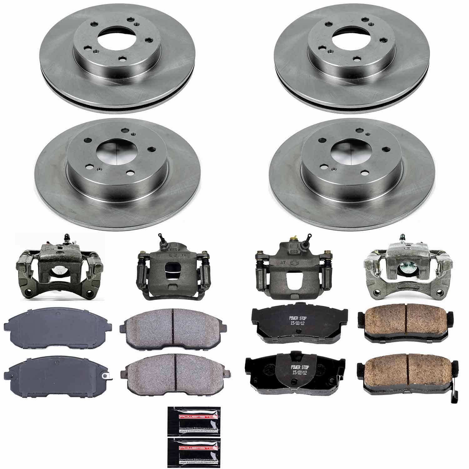 Power Stop - KCOE662 - Front and Rear - Disc Brake Pad/Caliper and Rotor Kit