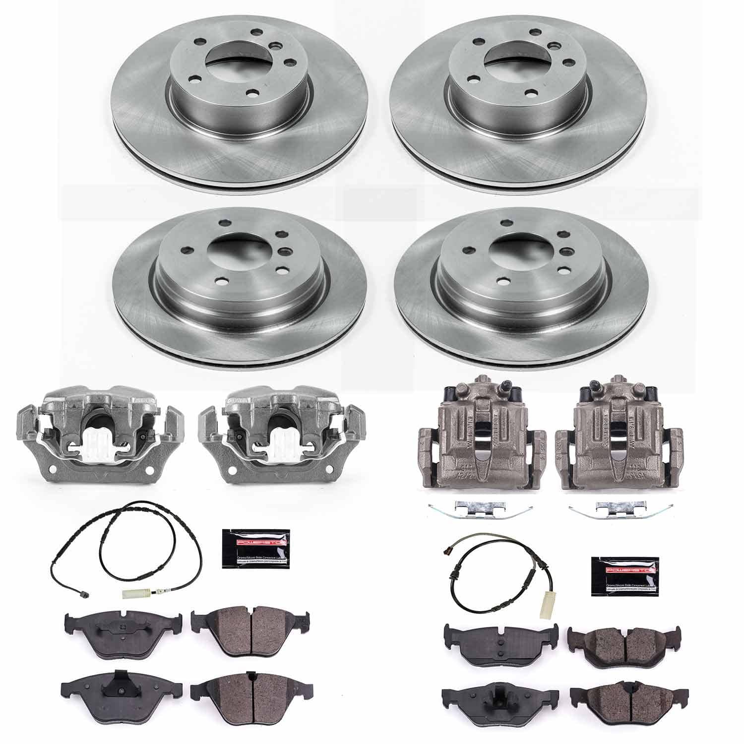 Power Stop - KCOE7024 - Front and Rear - Disc Brake Pad/Caliper and Rotor Kit