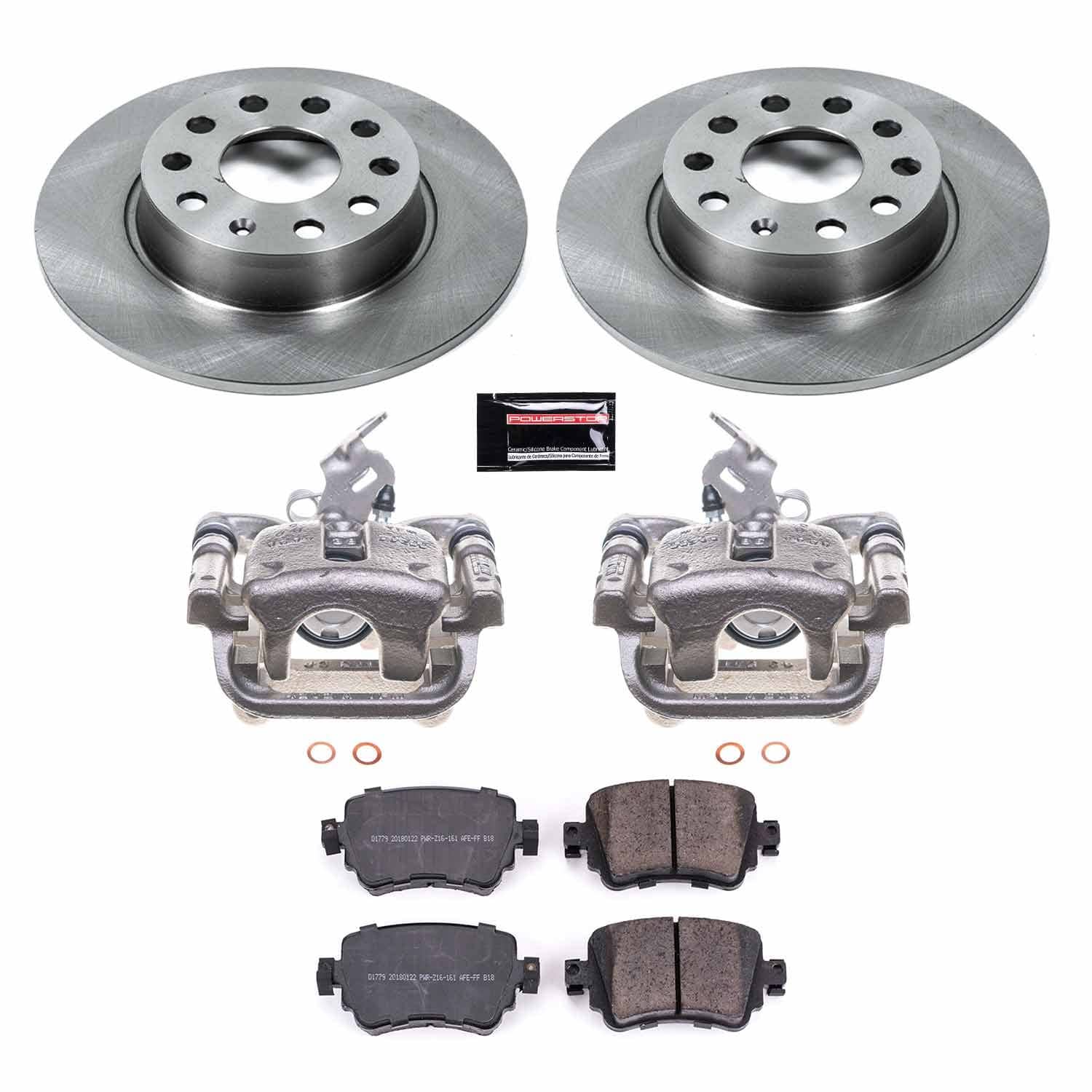 Power Stop - KCOE7053 - Rear - Disc Brake Pad/Caliper and Rotor Kit