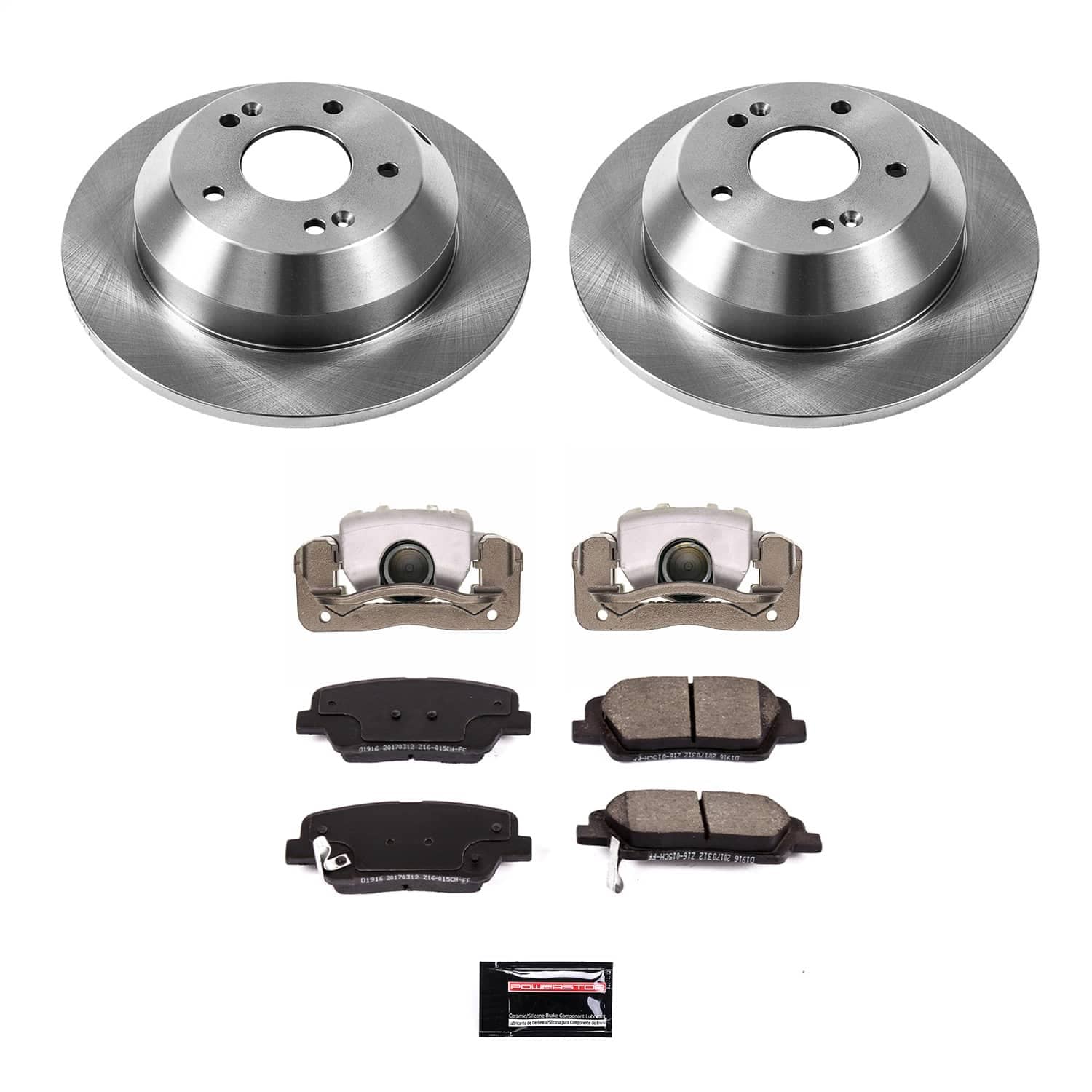 Power Stop - KCOE7507A - Rear - Disc Brake Pad/Caliper and Rotor Kit