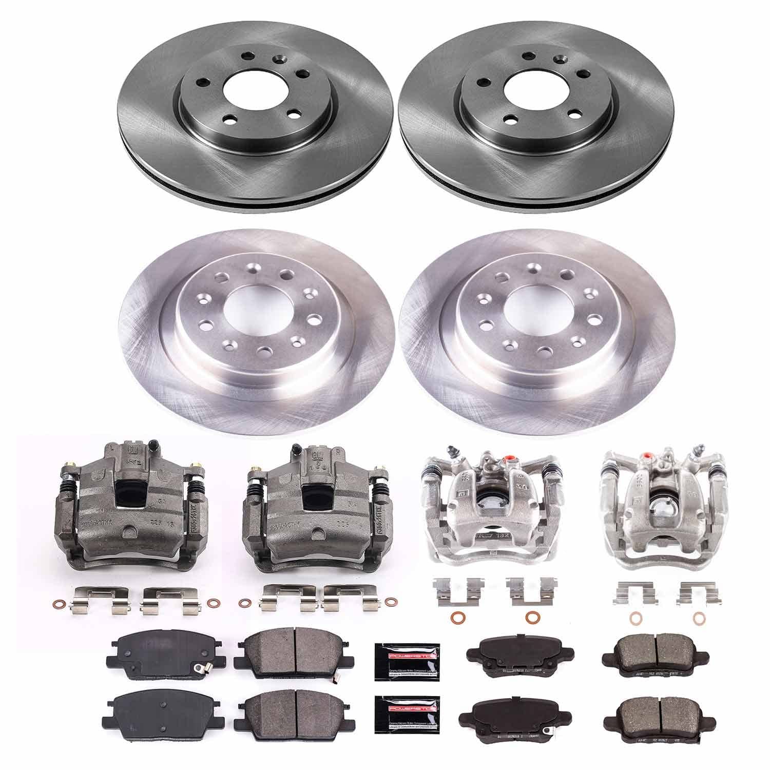 Power Stop - KCOE7564 - Front and Rear - Disc Brake Pad/Caliper and Rotor Kit