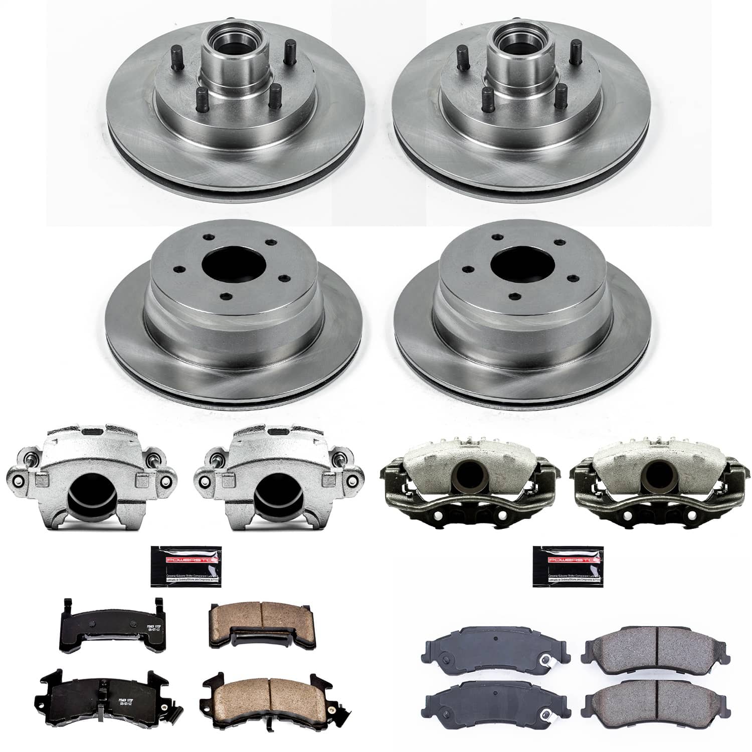 Power Stop - KCOE7913 - Front and Rear - Disc Brake Pad/Caliper and Rotor Kit