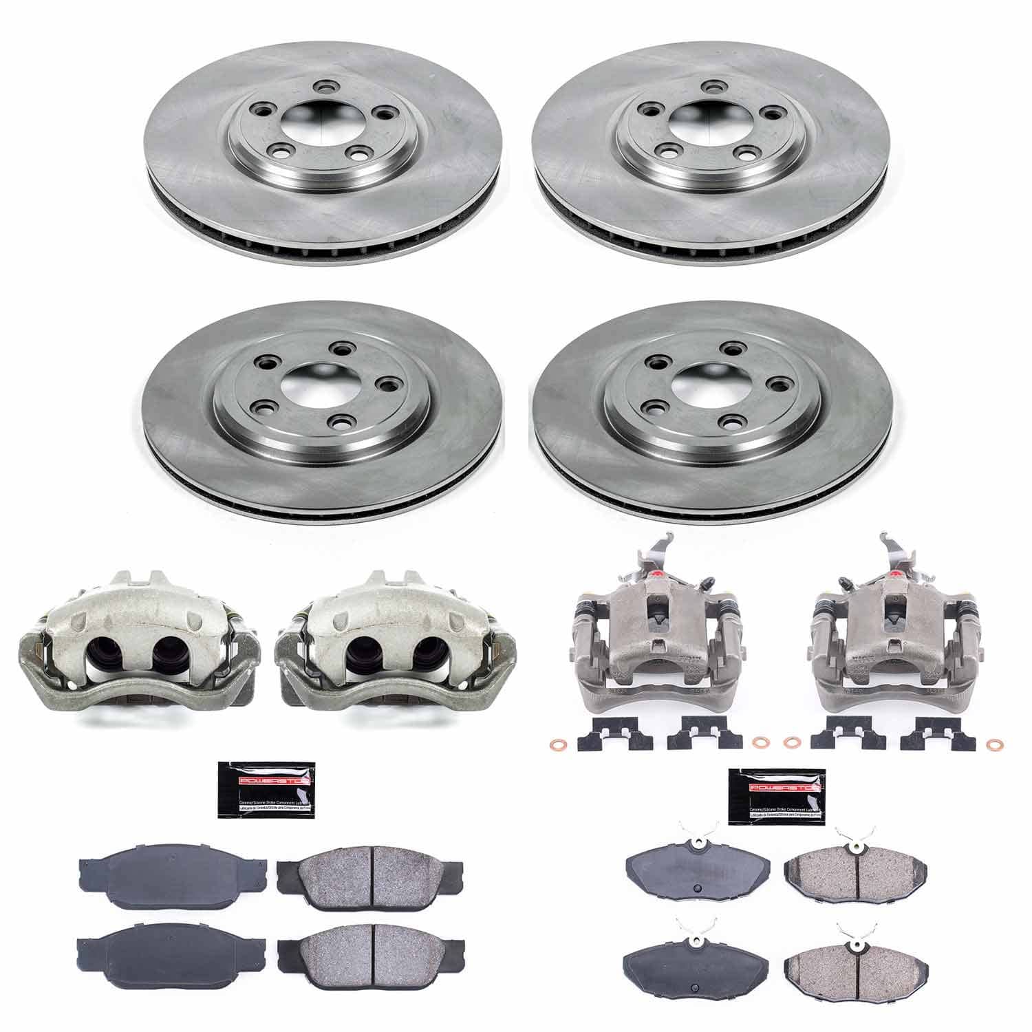 Power Stop - KCOE7937 - Front and Rear - Disc Brake Pad/Caliper and Rotor Kit