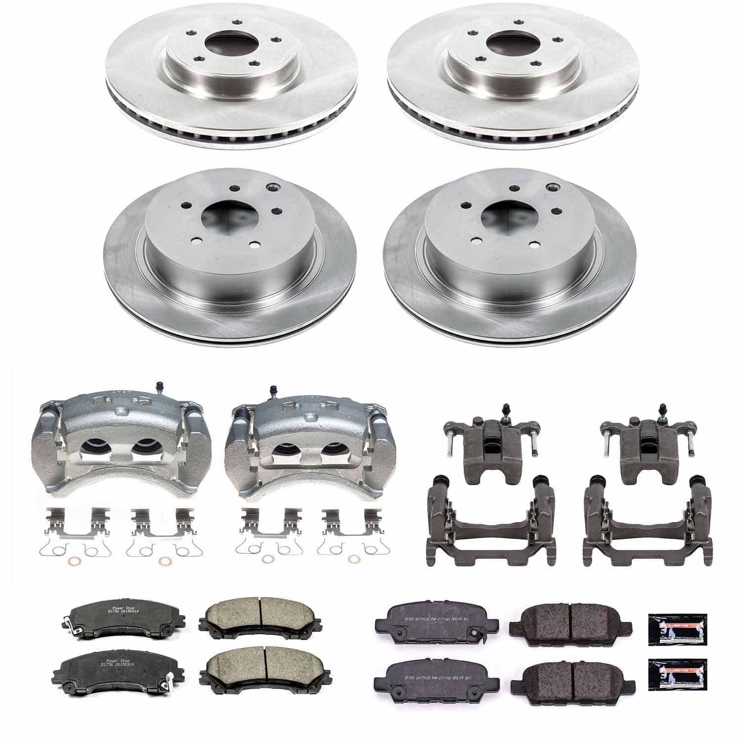 Power Stop - KCOE8006 - Front and Rear - Disc Brake Pad/Caliper and Rotor Kit