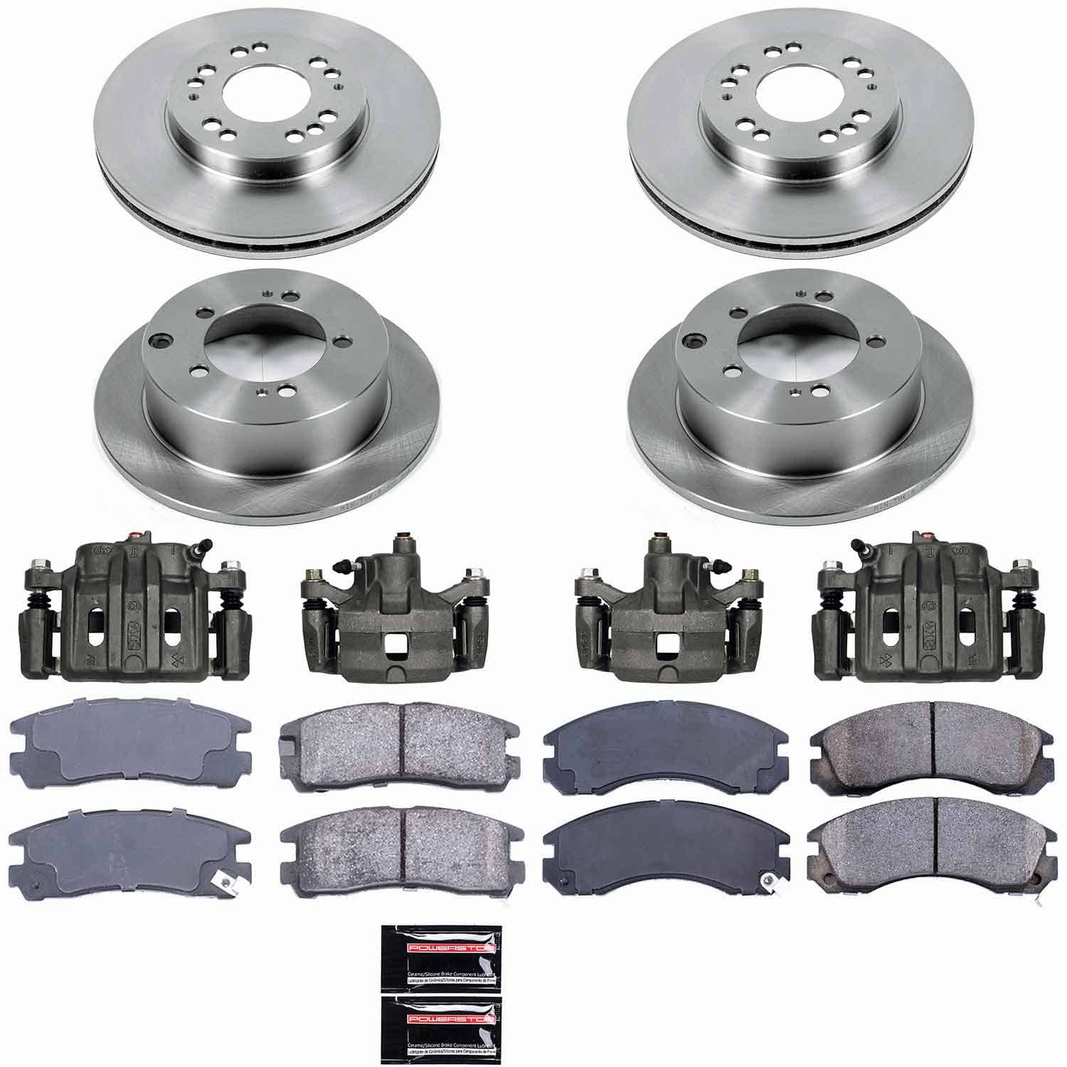 Power Stop - KCOE802A - Front and Rear - Disc Brake Pad/Caliper and Rotor Kit