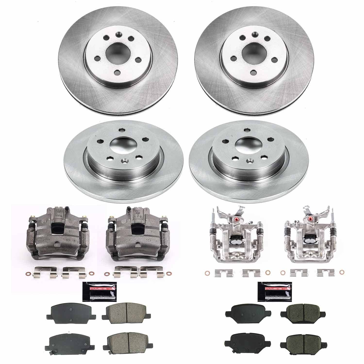Power Stop - KCOE8505 - Front and Rear - Disc Brake Pad/Caliper and Rotor Kit
