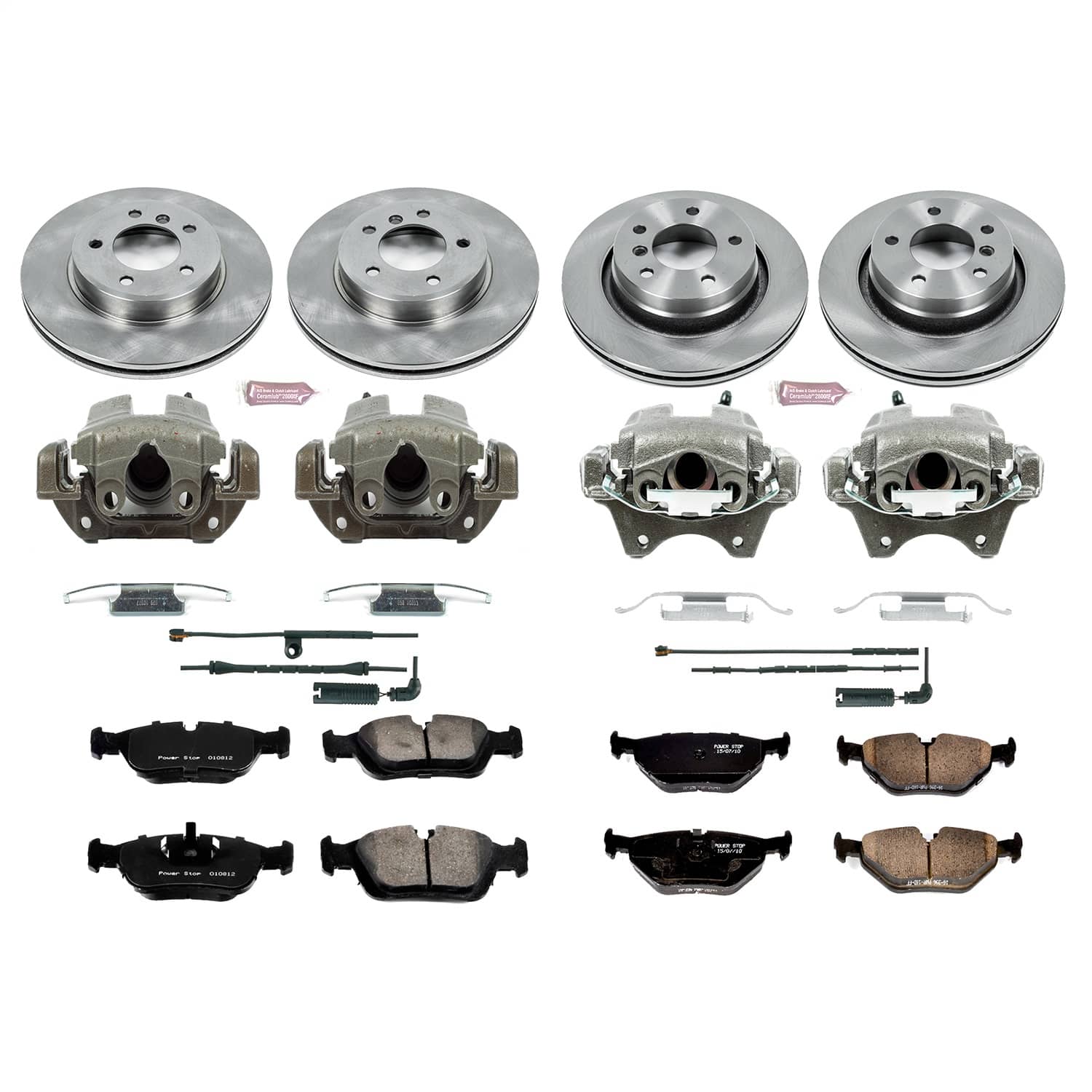 Power Stop - KCOE871 - Front and Rear - Disc Brake Pad/Caliper and Rotor Kit